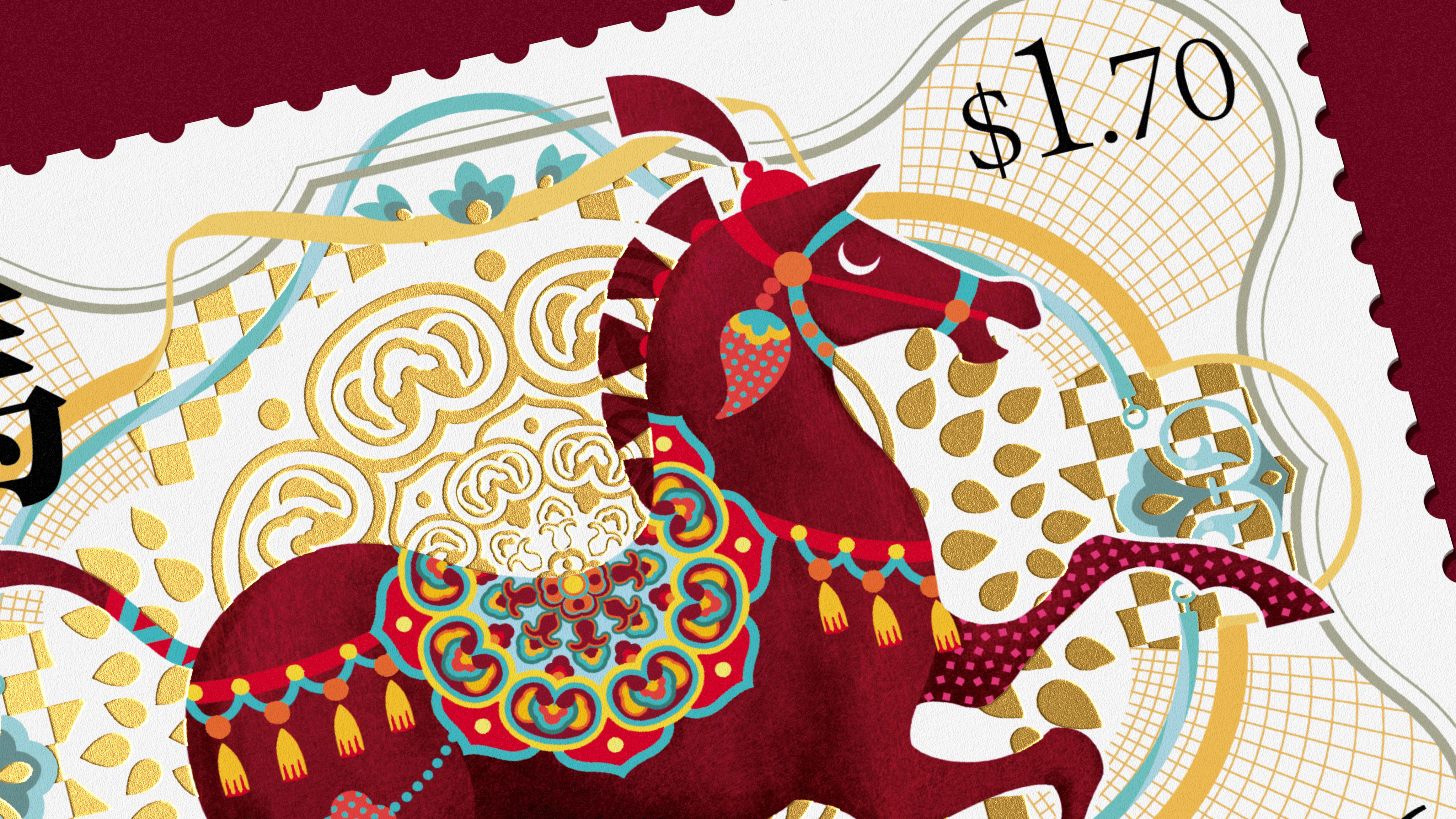 stamp，Illustration，Vector Illustration，United Nations Stamps，Year of the Zodiac Horse，traditional culture，Postage Stampes ，Pan Hu，