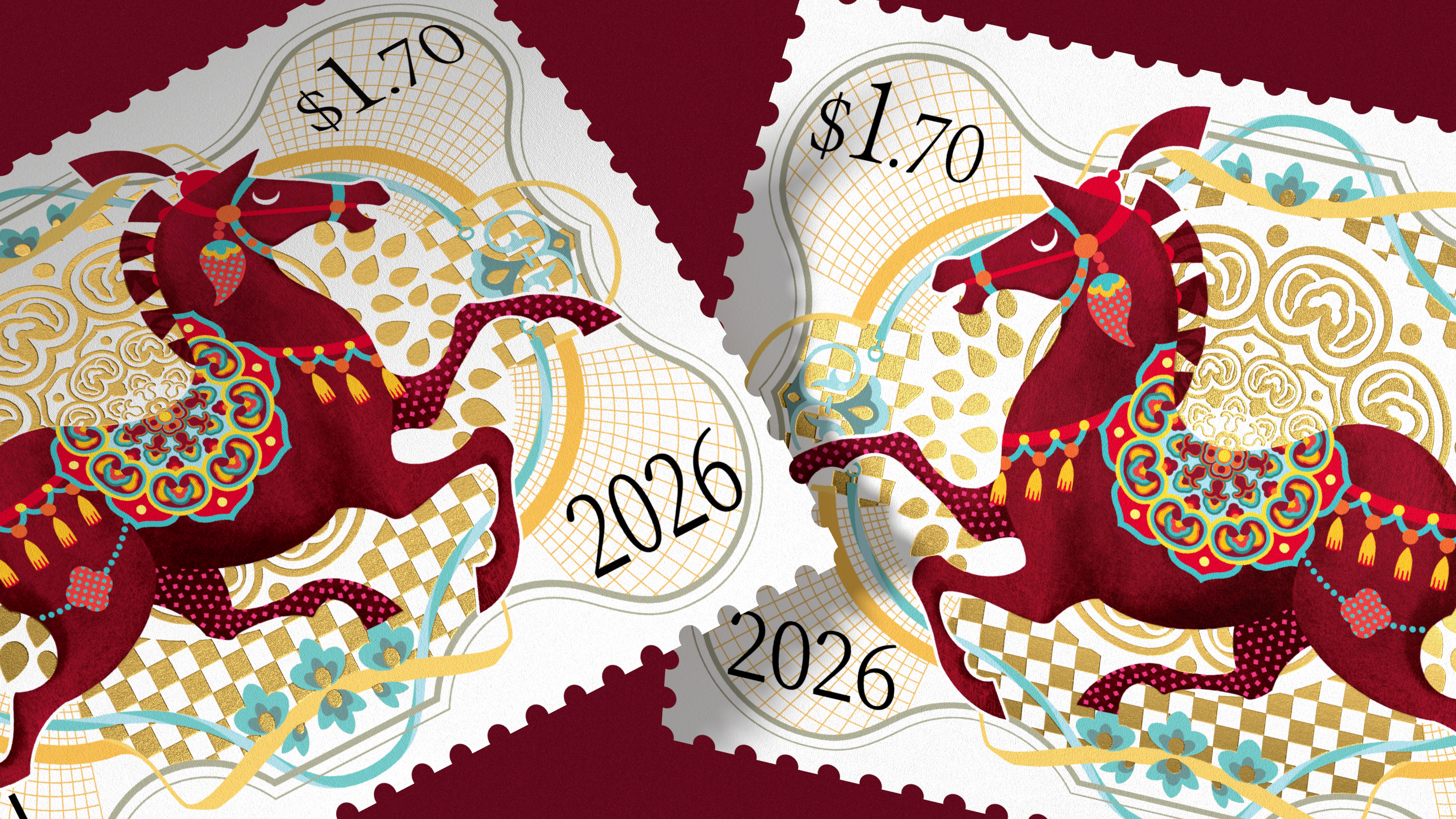 stamp，Illustration，Vector Illustration，United Nations Stamps，Year of the Zodiac Horse，traditional culture，Postage Stampes ，Pan Hu，