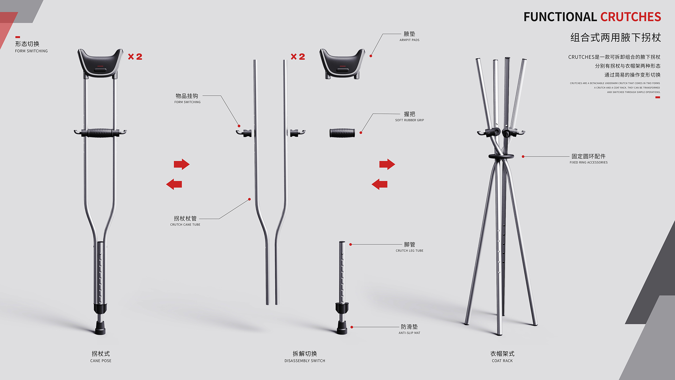 industrial design，conceptual design，product design，Rehabilitation aids，Storage supplies，Multifunctional design，Walking aid，Transformation Design，