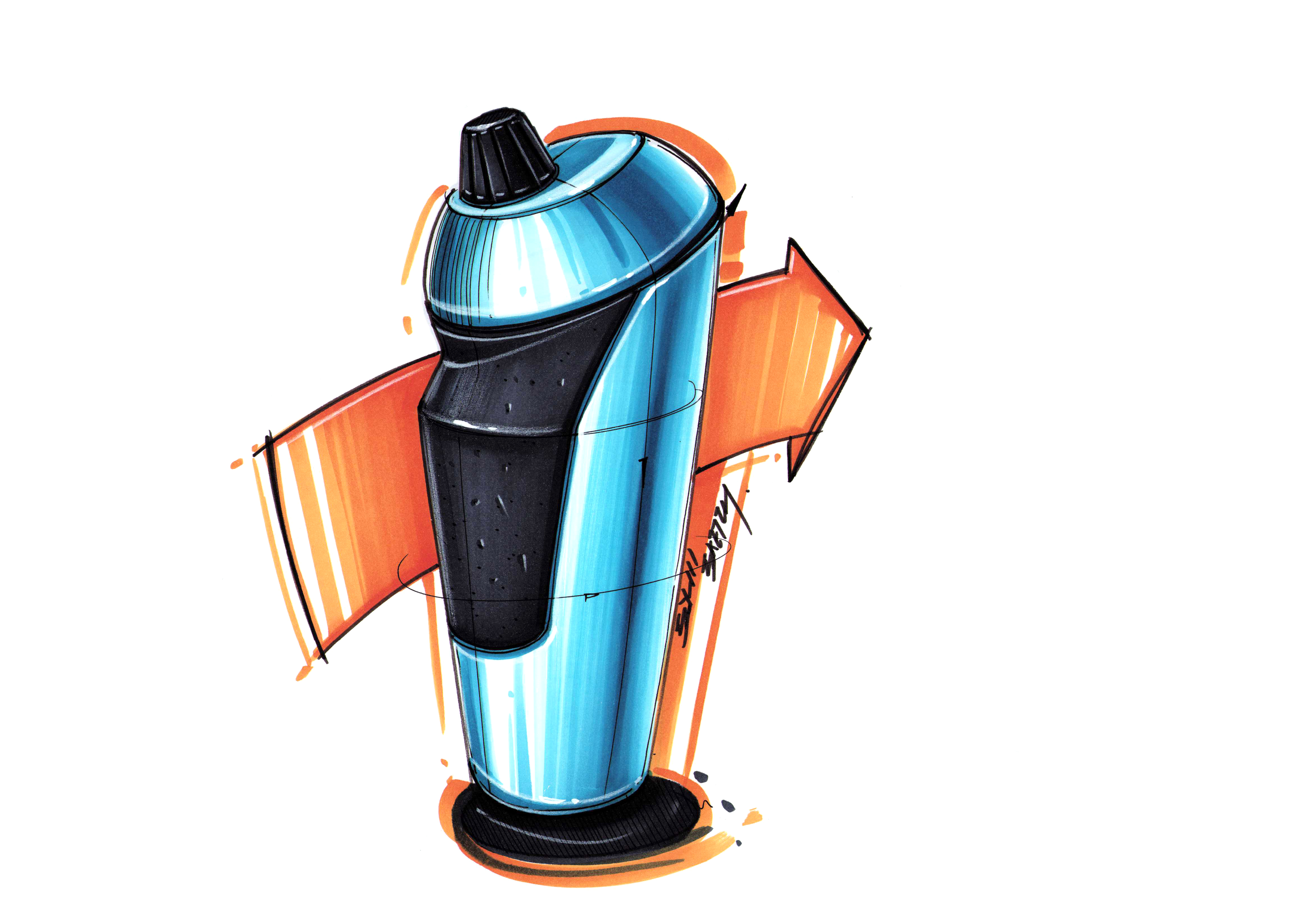 product design，industrial design，Hand drawn product design，Hand drawn industrial design，Mark pen coloring，marker pen painting，