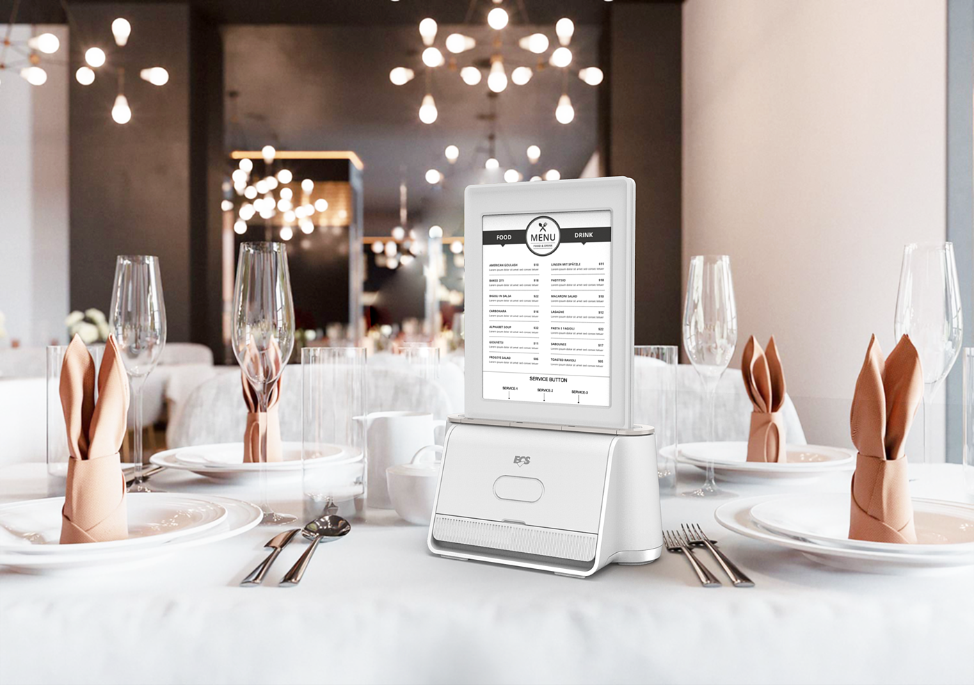 ePaper Menu Pad，white，Smart menu，