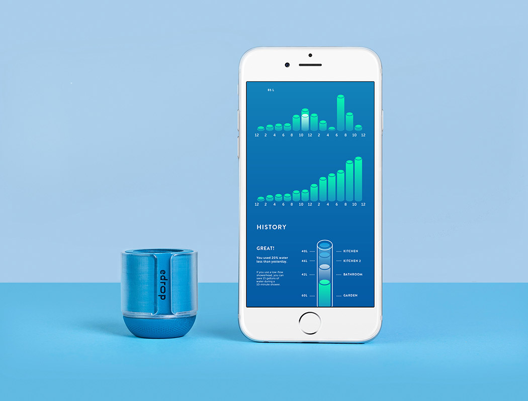 eDrop，Intelligent water monitoring device，blue，