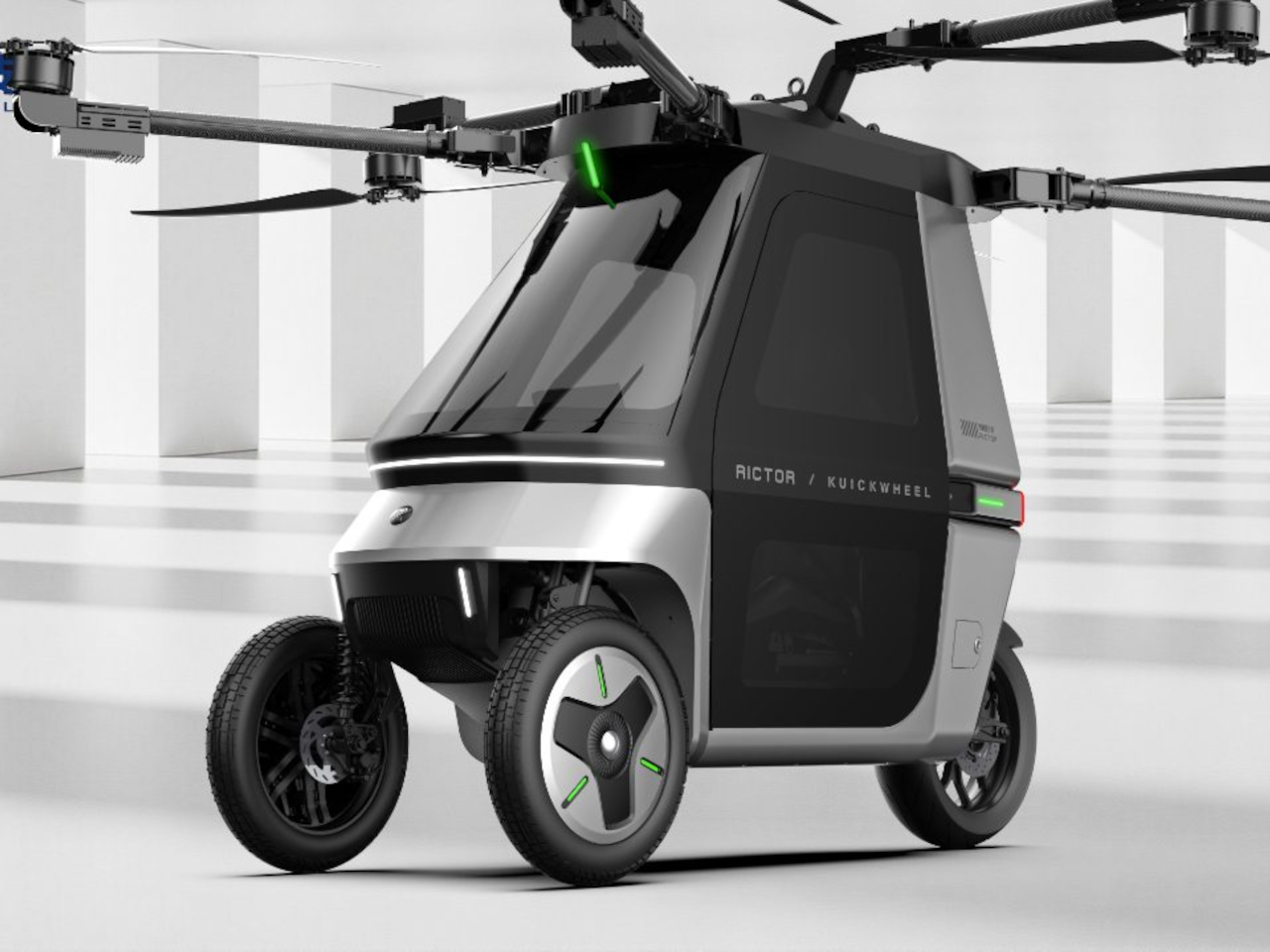 Flying motorcycle，Skyrider X6|，sci-fi vehicle，land and air dual-use，Future travel，