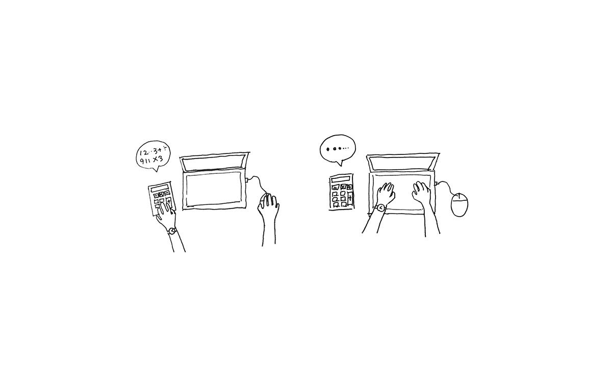 black，desktop，to work in an office，Clock，Calculator，