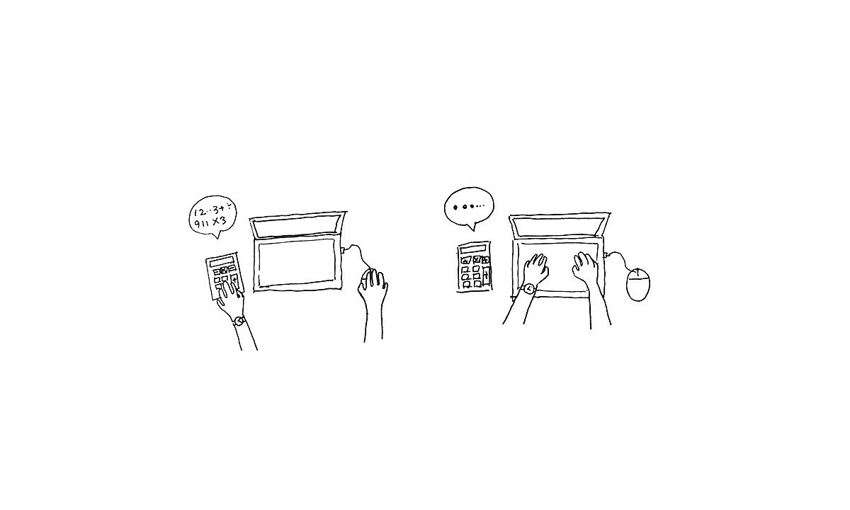 black，desktop，to work in an office，Clock，Calculator，