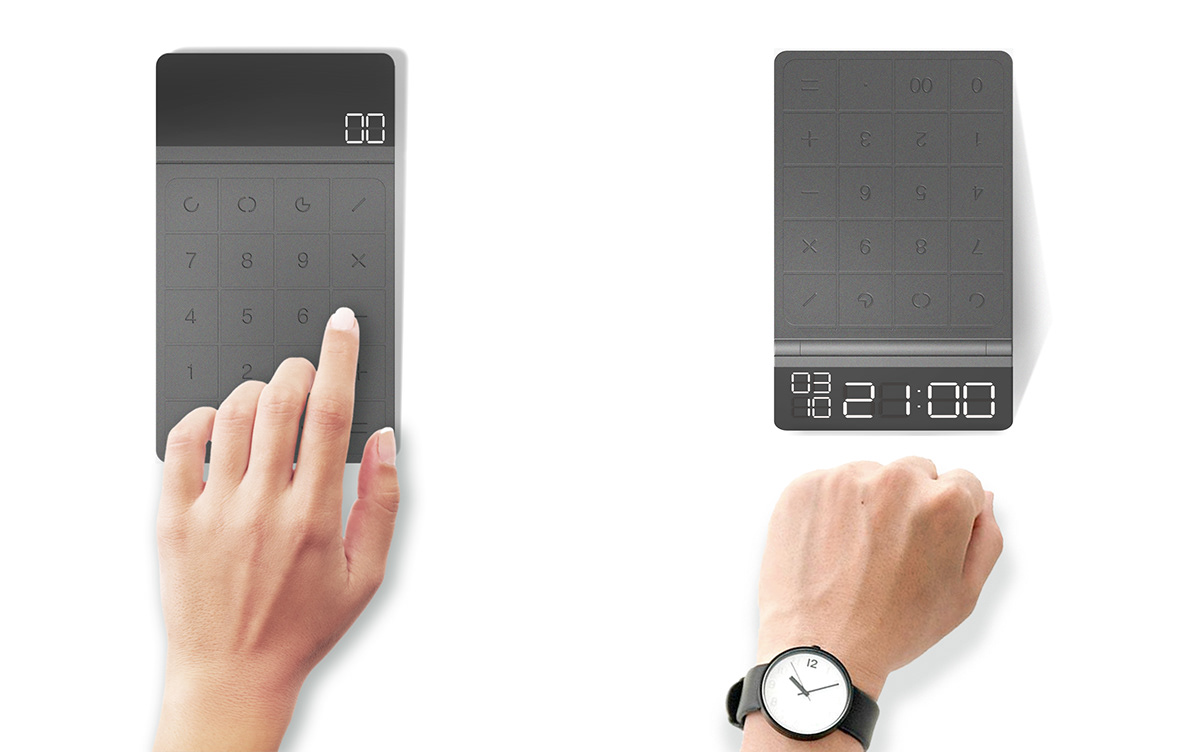 black，desktop，to work in an office，Clock，Calculator，