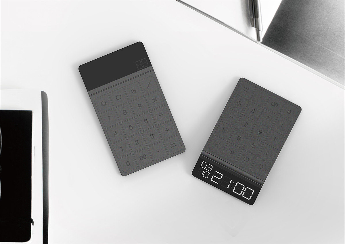 black，desktop，to work in an office，Clock，Calculator，