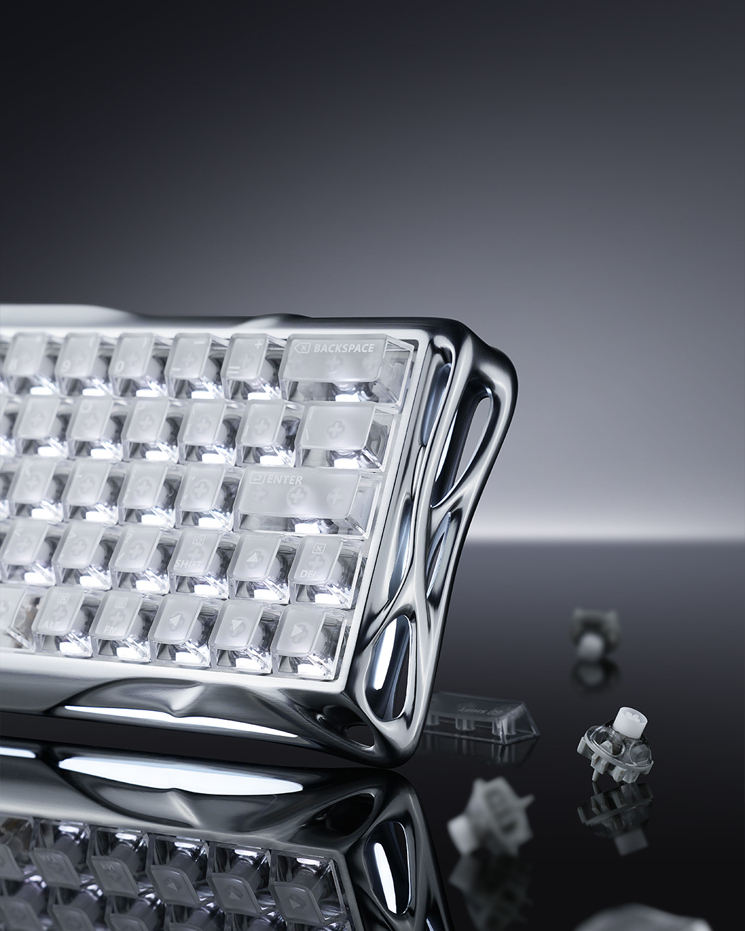 Gaming keyboard，industrial design，Mecha Tide Play，Game peripherals，Skeleton Design，