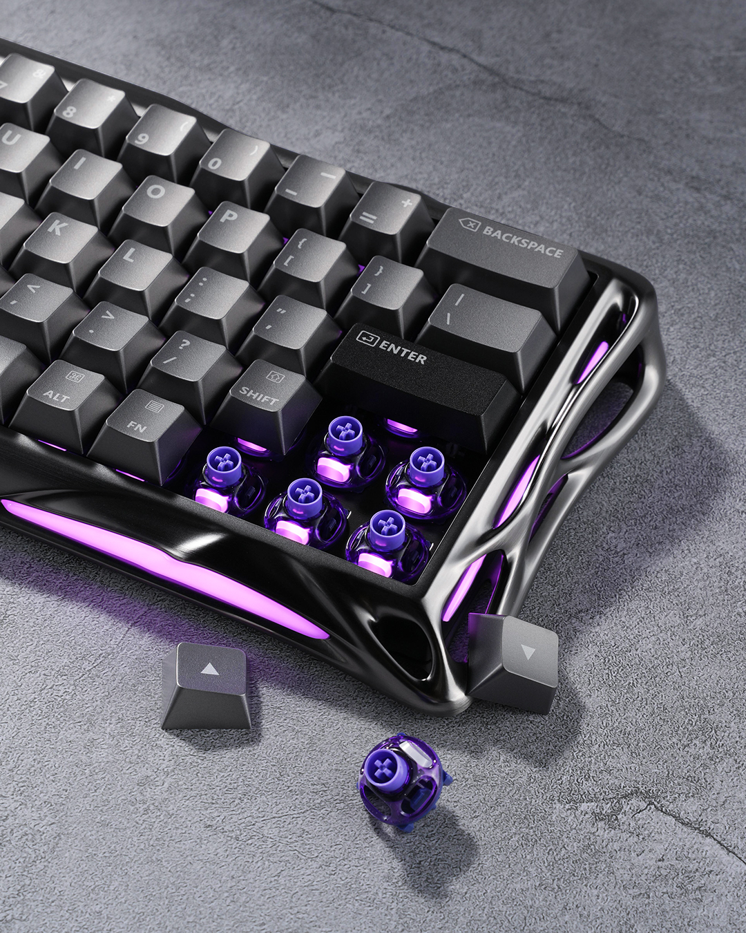 Gaming keyboard，industrial design，Mecha Tide Play，Game peripherals，Skeleton Design，
