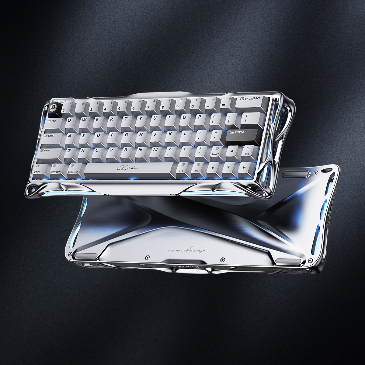 Gaming keyboard，industrial design，Mecha Tide Play，Game peripherals，Skeleton Design，