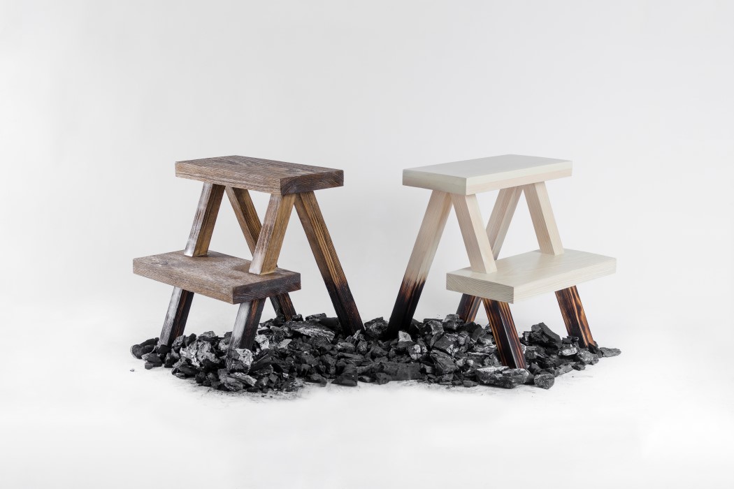Alexander Cantu，wooden ，stool，Burnt Stool，
