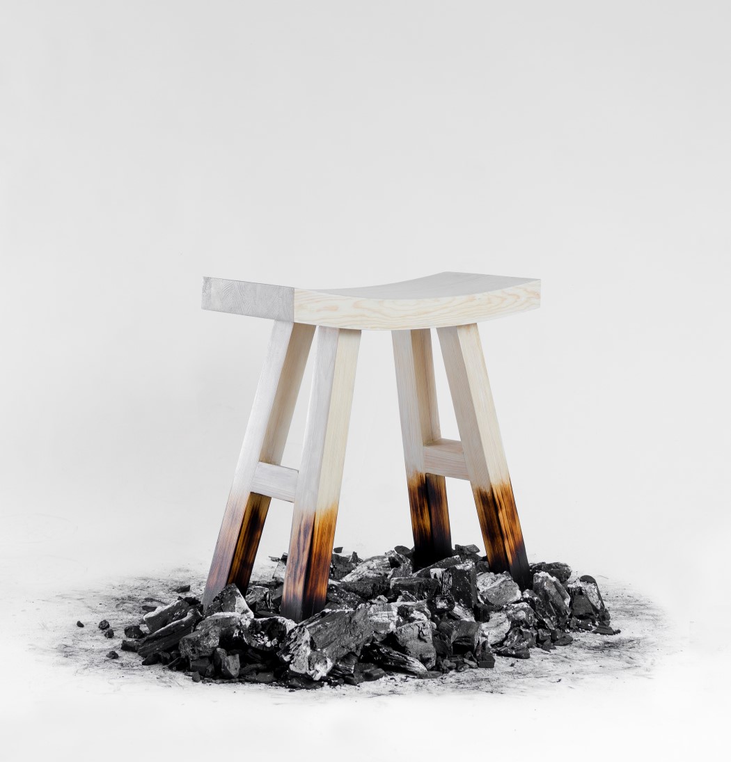 Alexander Cantu，wooden ，stool，Burnt Stool，