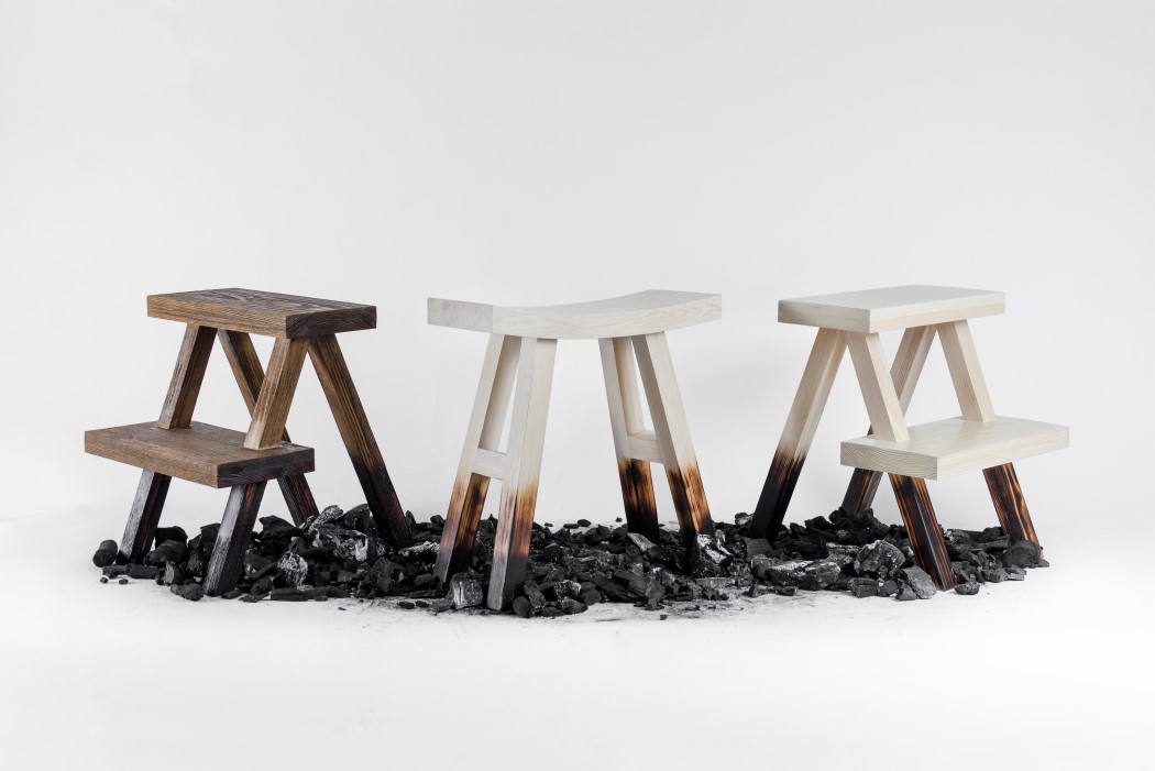 Alexander Cantu，wooden ，stool，Burnt Stool，