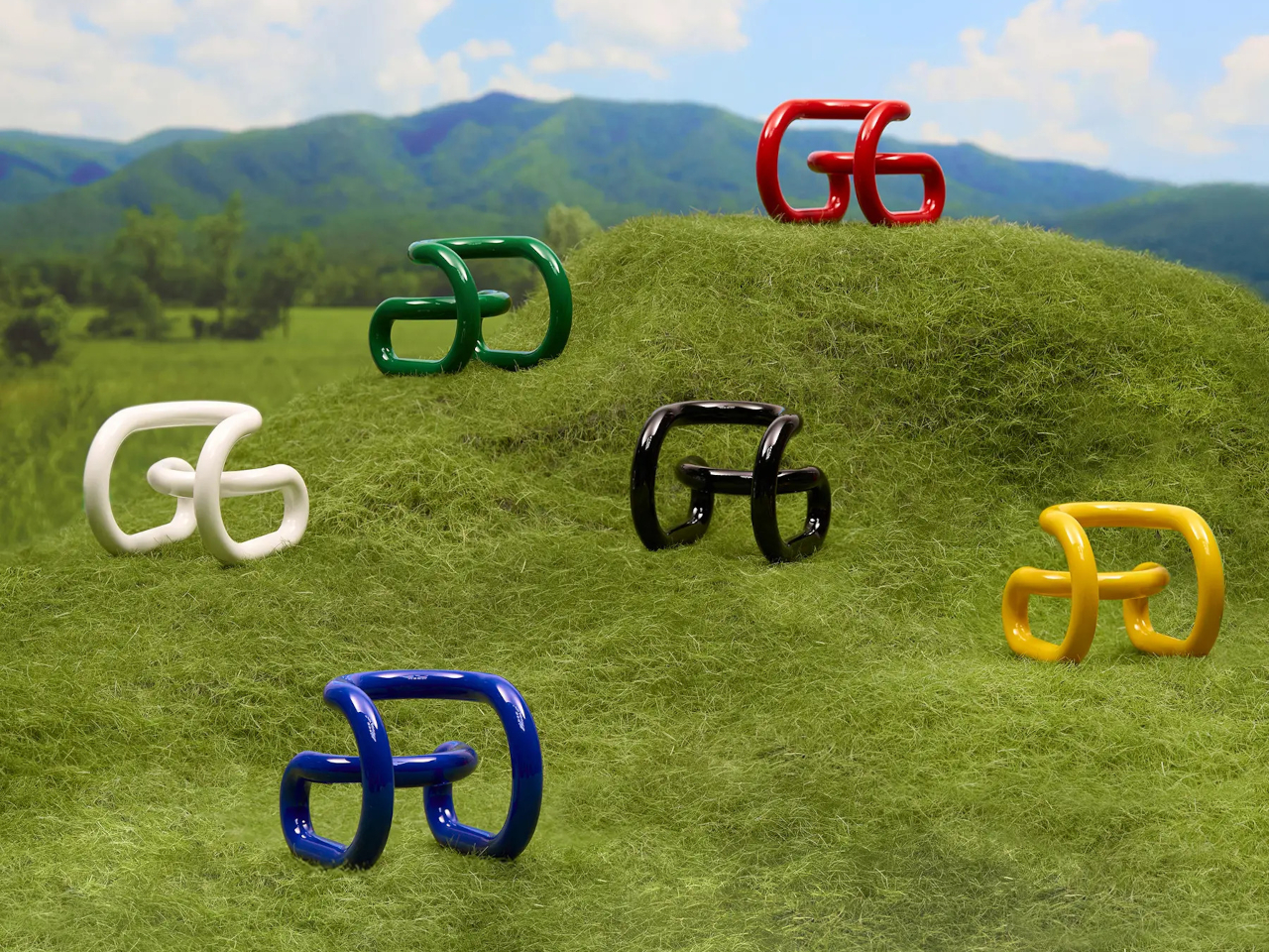 Single line seat，Sculpture furniture，minimalist loop，A stroke，