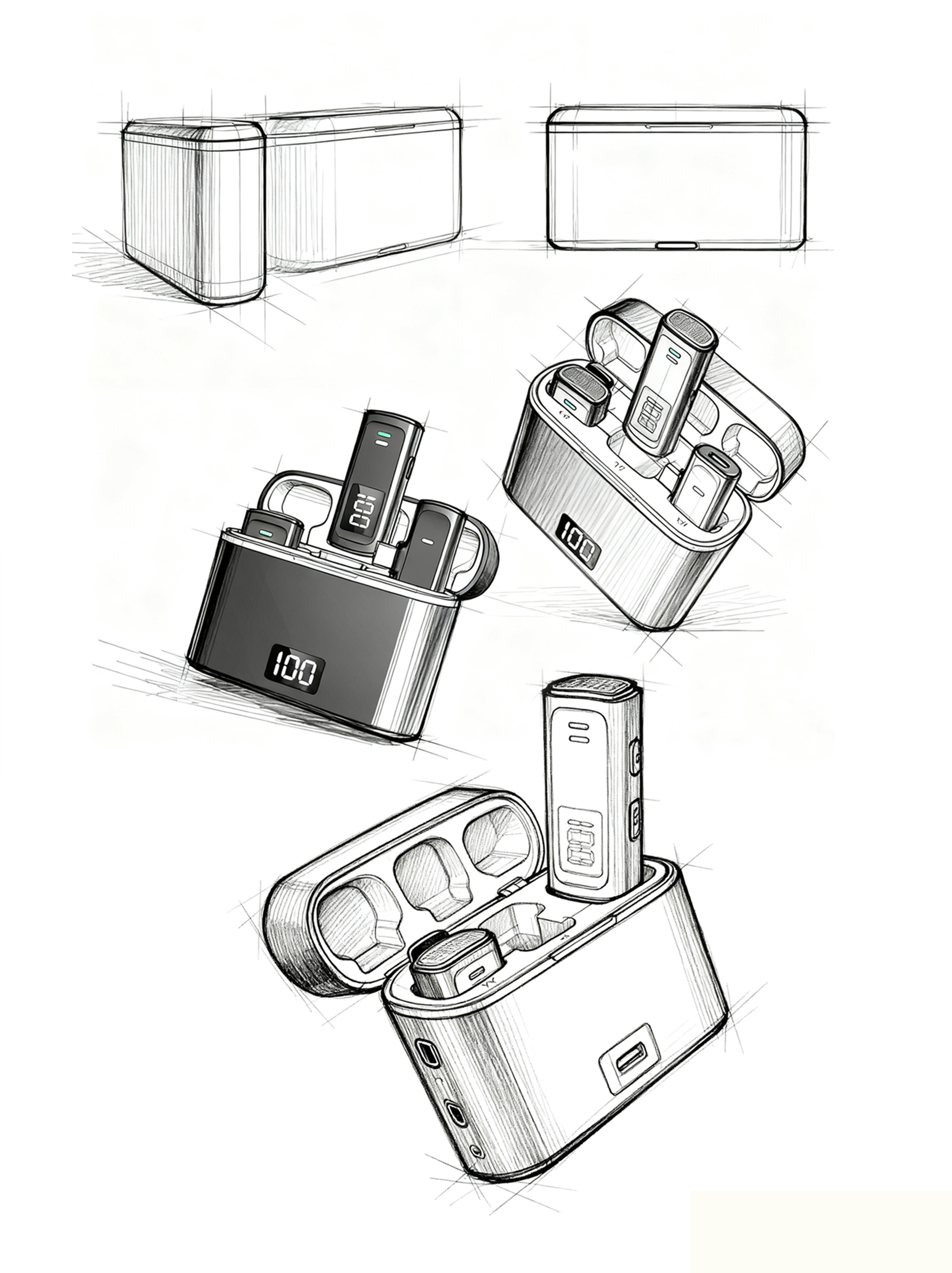 industrial design，Structural design，Appearance design，Headset compartment，