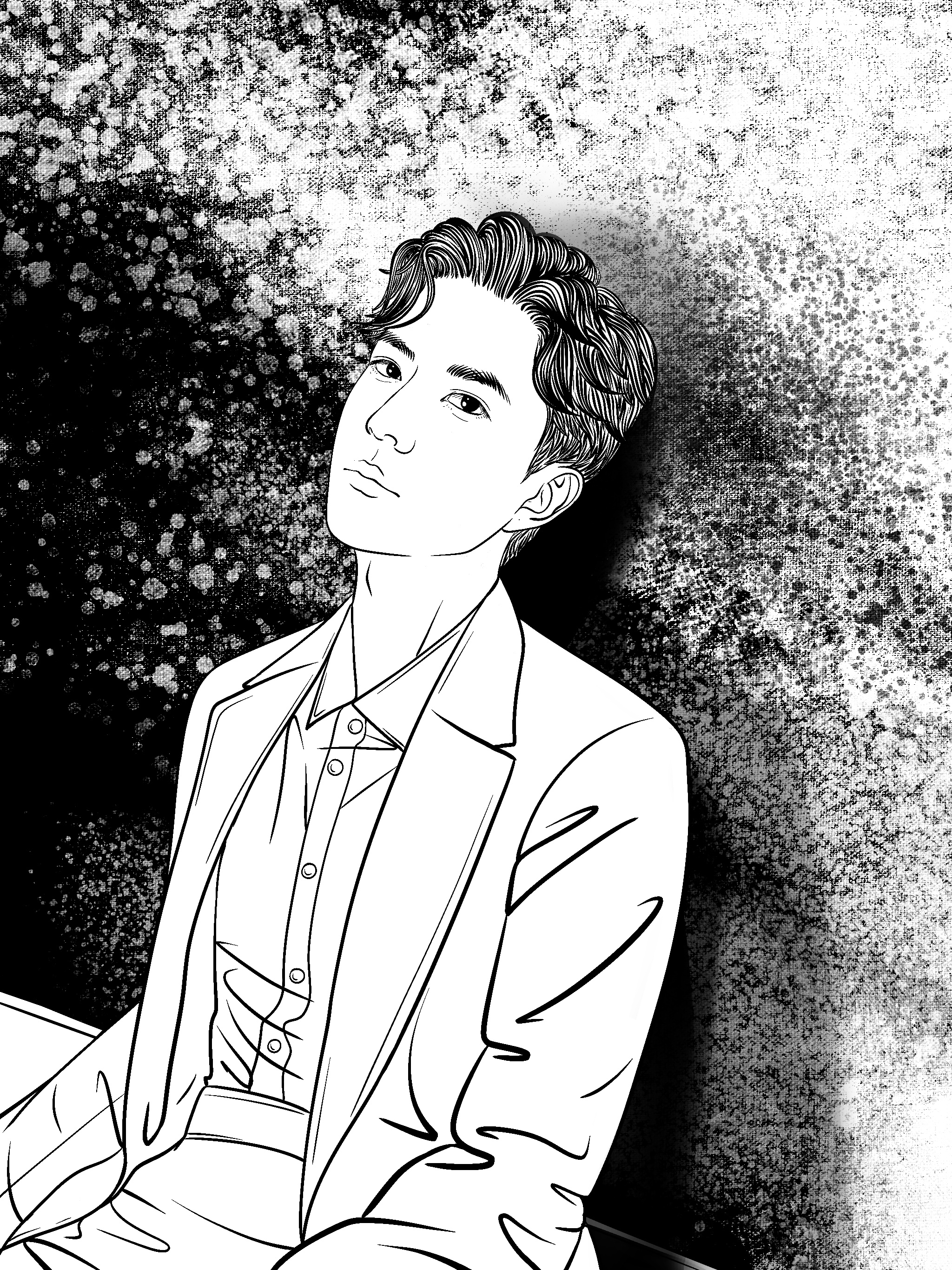 painting，Line drawing，loaf on a job，Meng Meng，