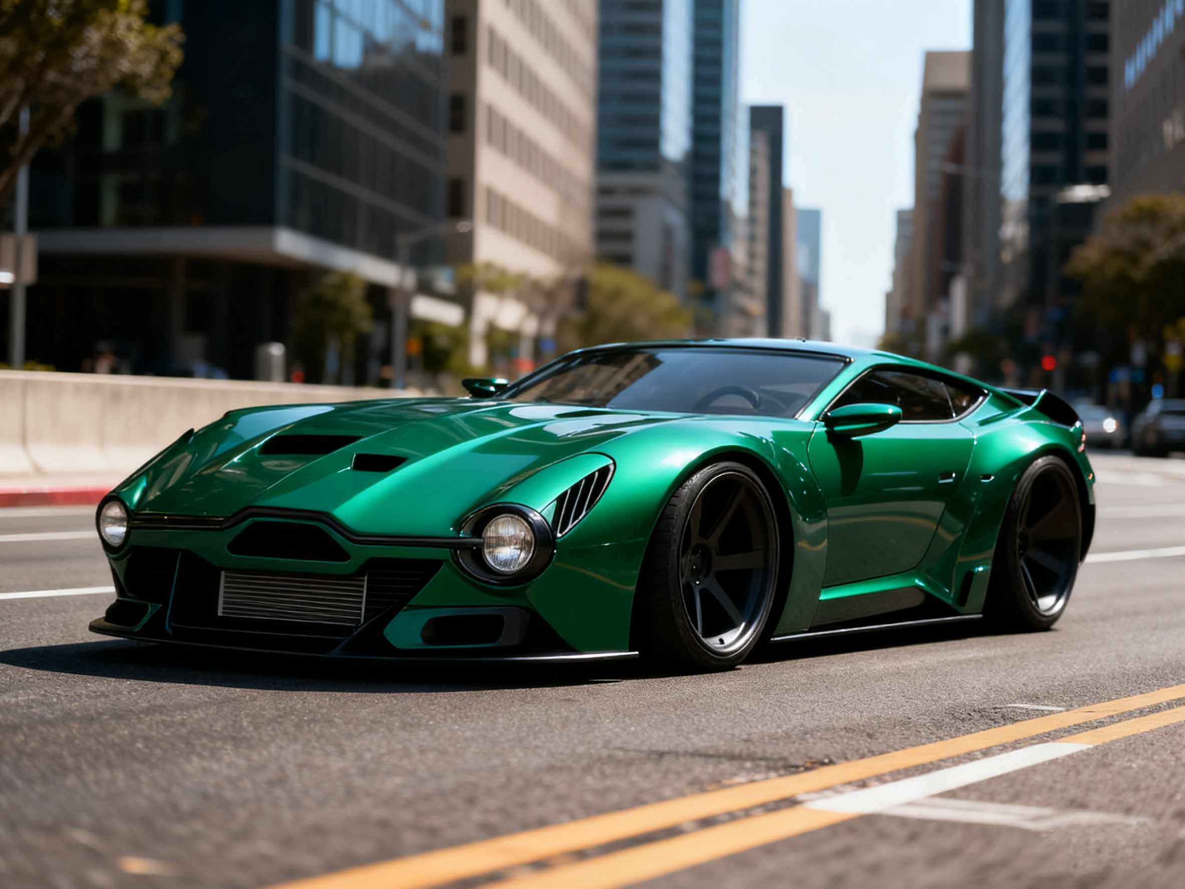 Car hand-painted, AI rendering, renderings，