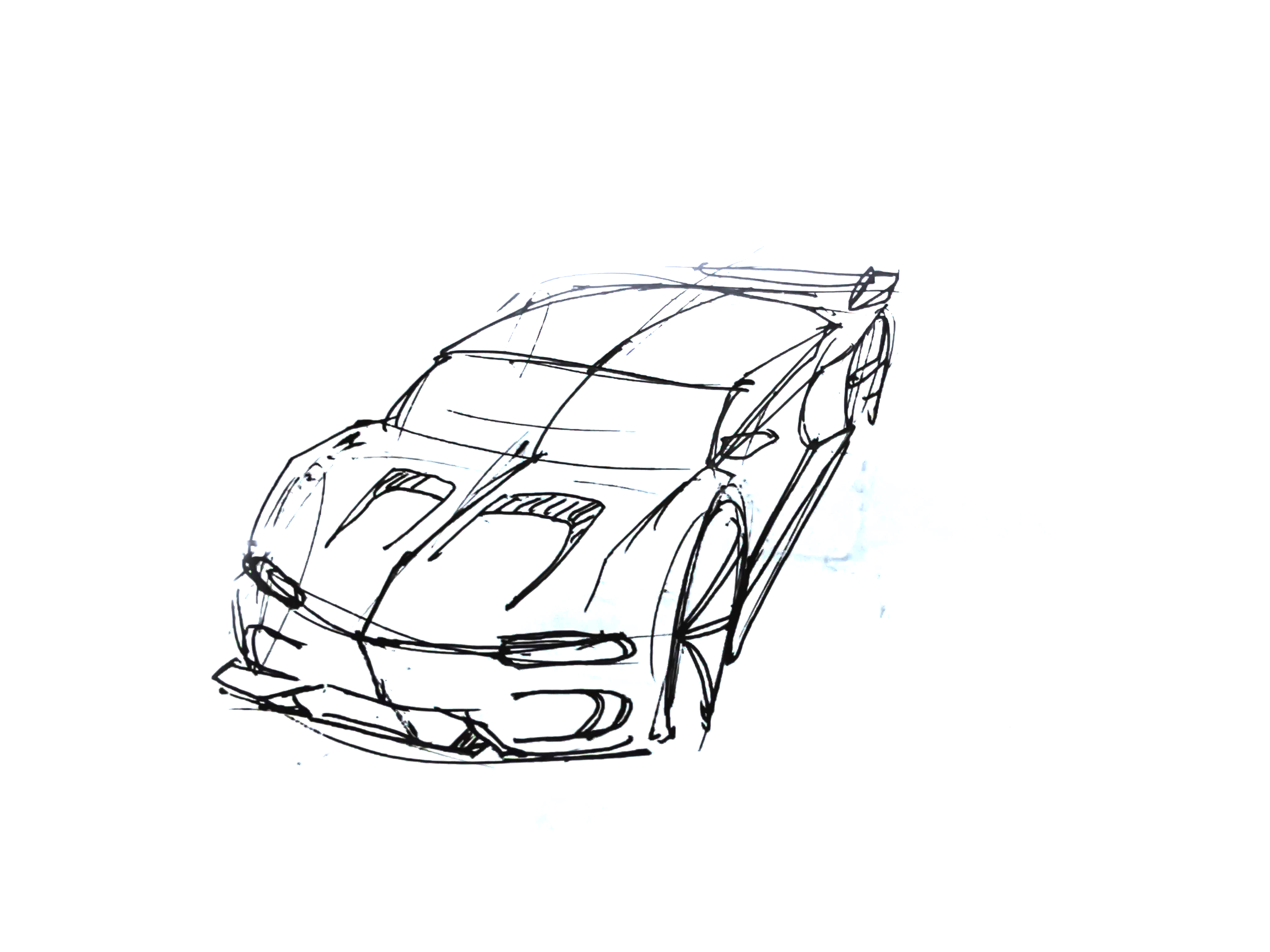 Car hand-painted, AI rendering, renderings，