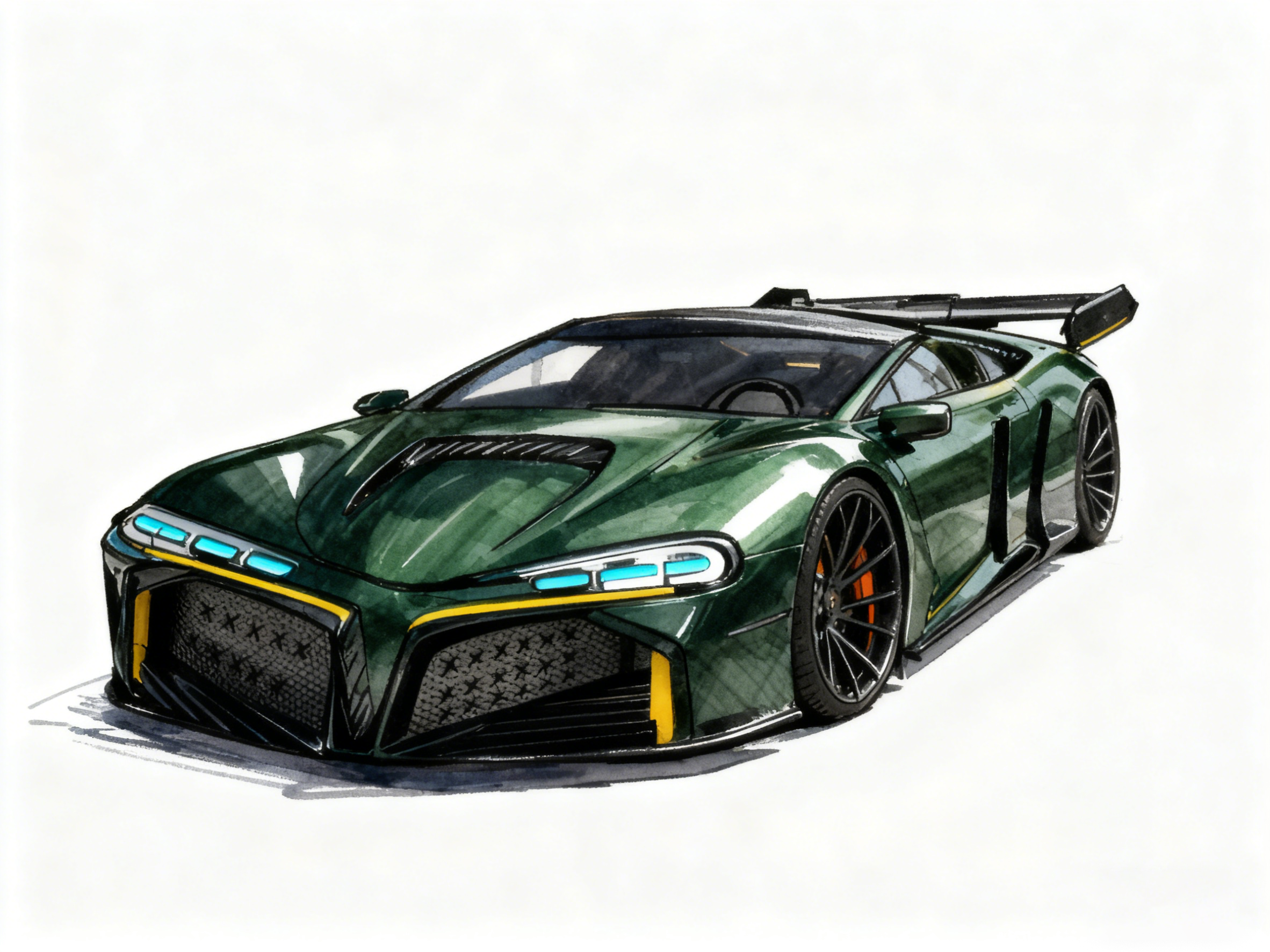 Car Sketch, AI Color, Vehicle, Car Design，
