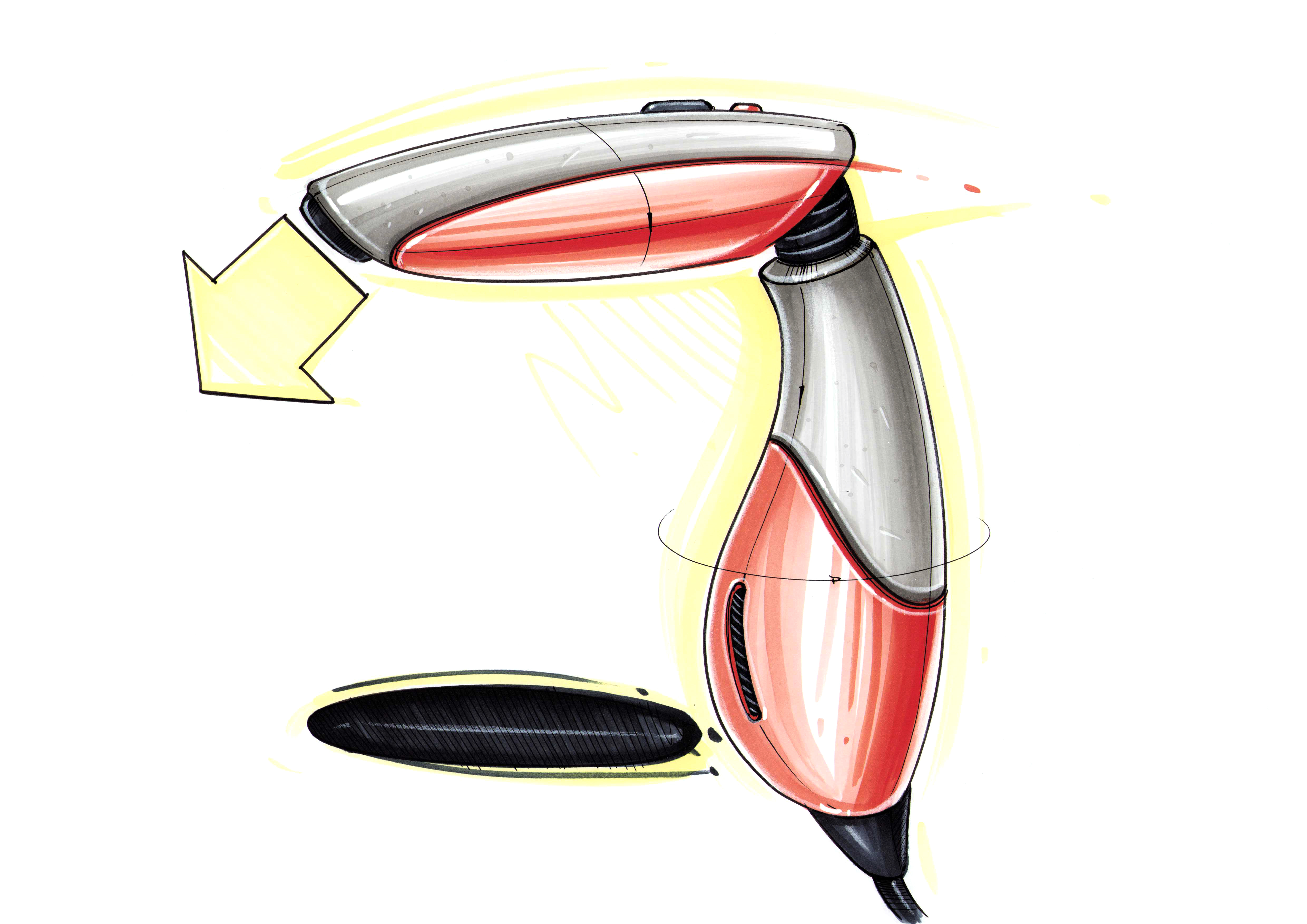 product design，industrial design，Hand drawn product design，Hand drawn industrial design，Marker hand drawn，marker pen painting，