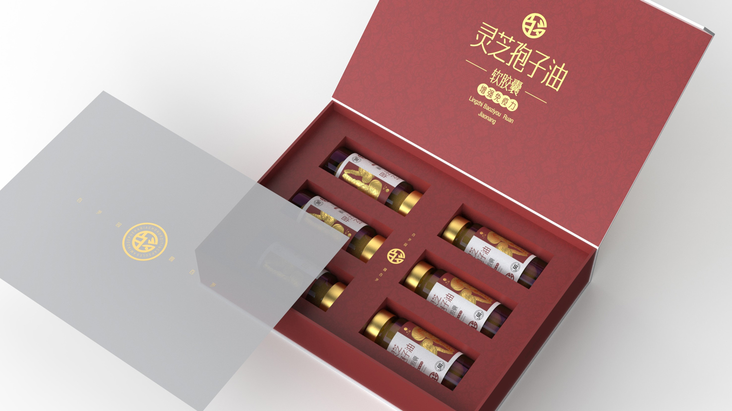 Packaging Design of Ganoderma Lucidum Spore Oil，Health care gift box packaging design，