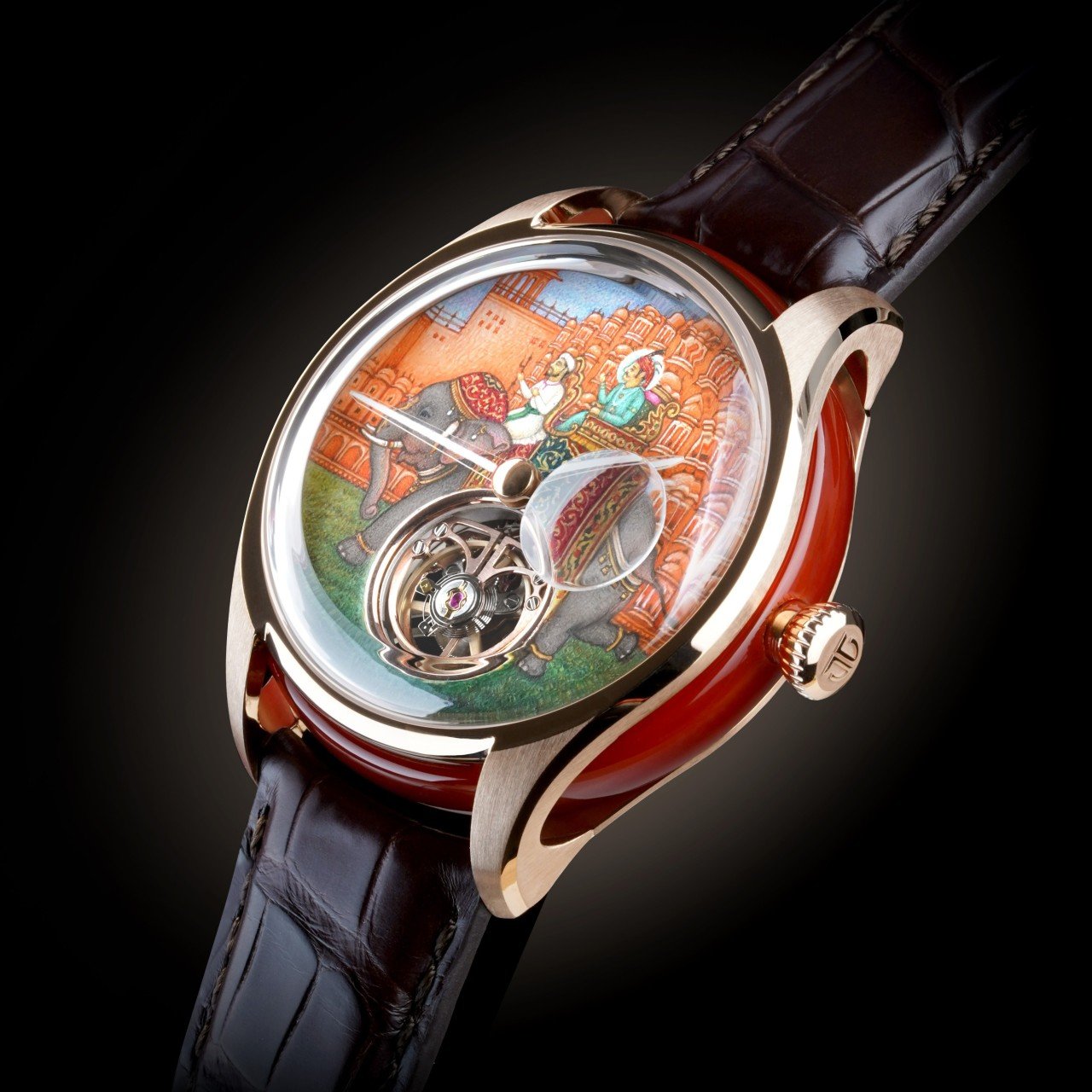 Wrist watch，Flywheel Watch，18k rose gold，Hand drawn，