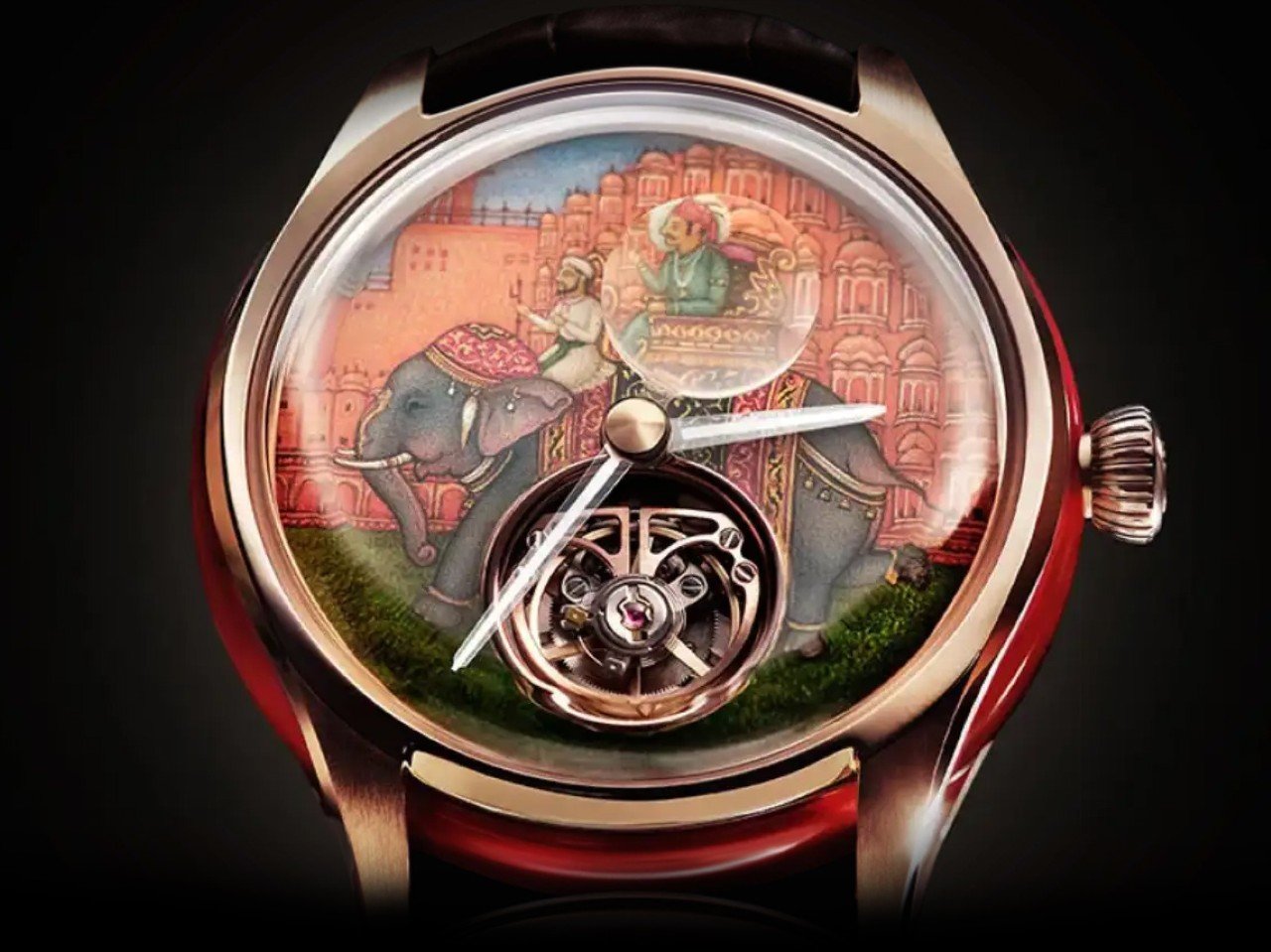 Wrist watch，Flywheel Watch，18k rose gold，Hand drawn，