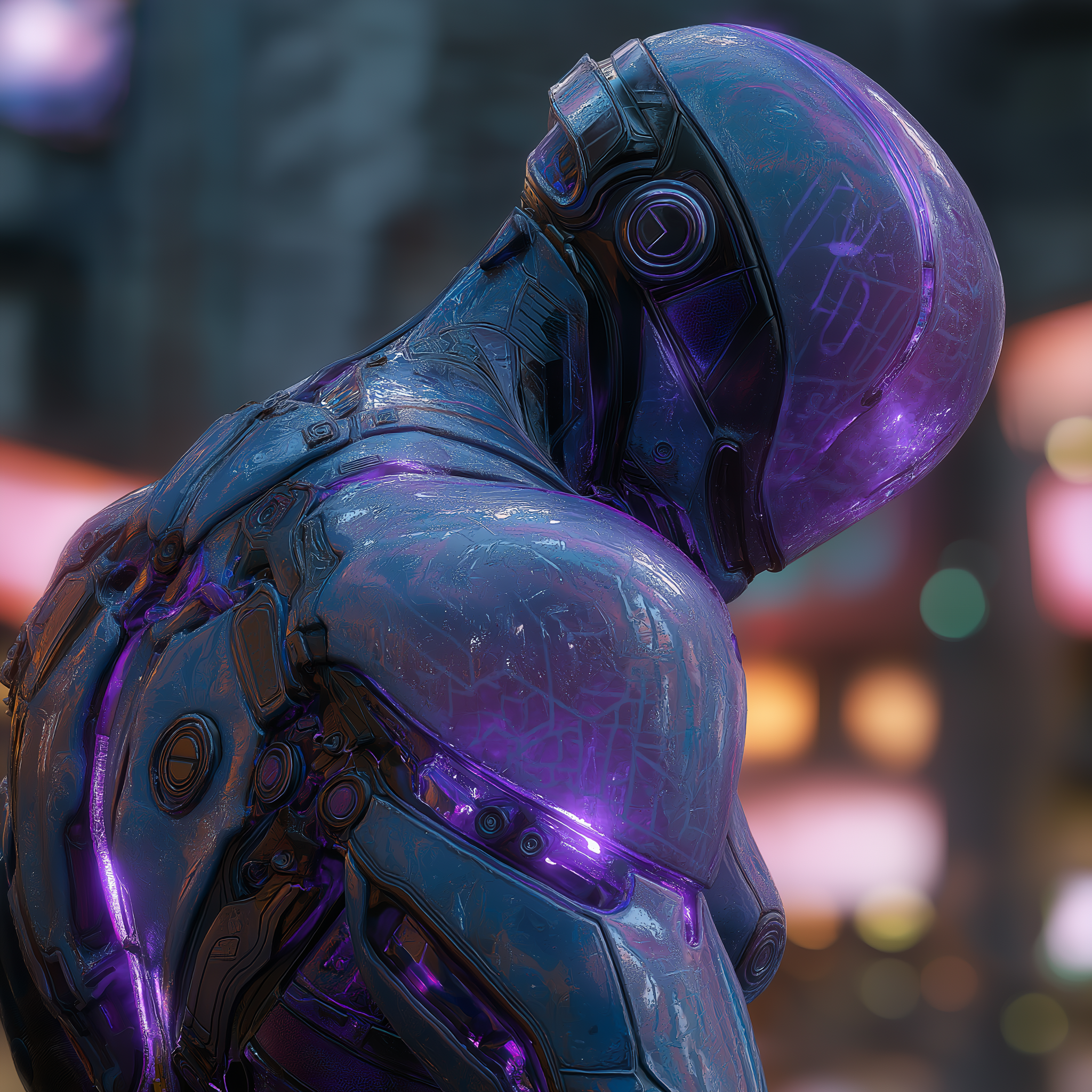 Cyberpunk, Mechanical Prosthetics, Future Technology, Neon Aesthetics,，