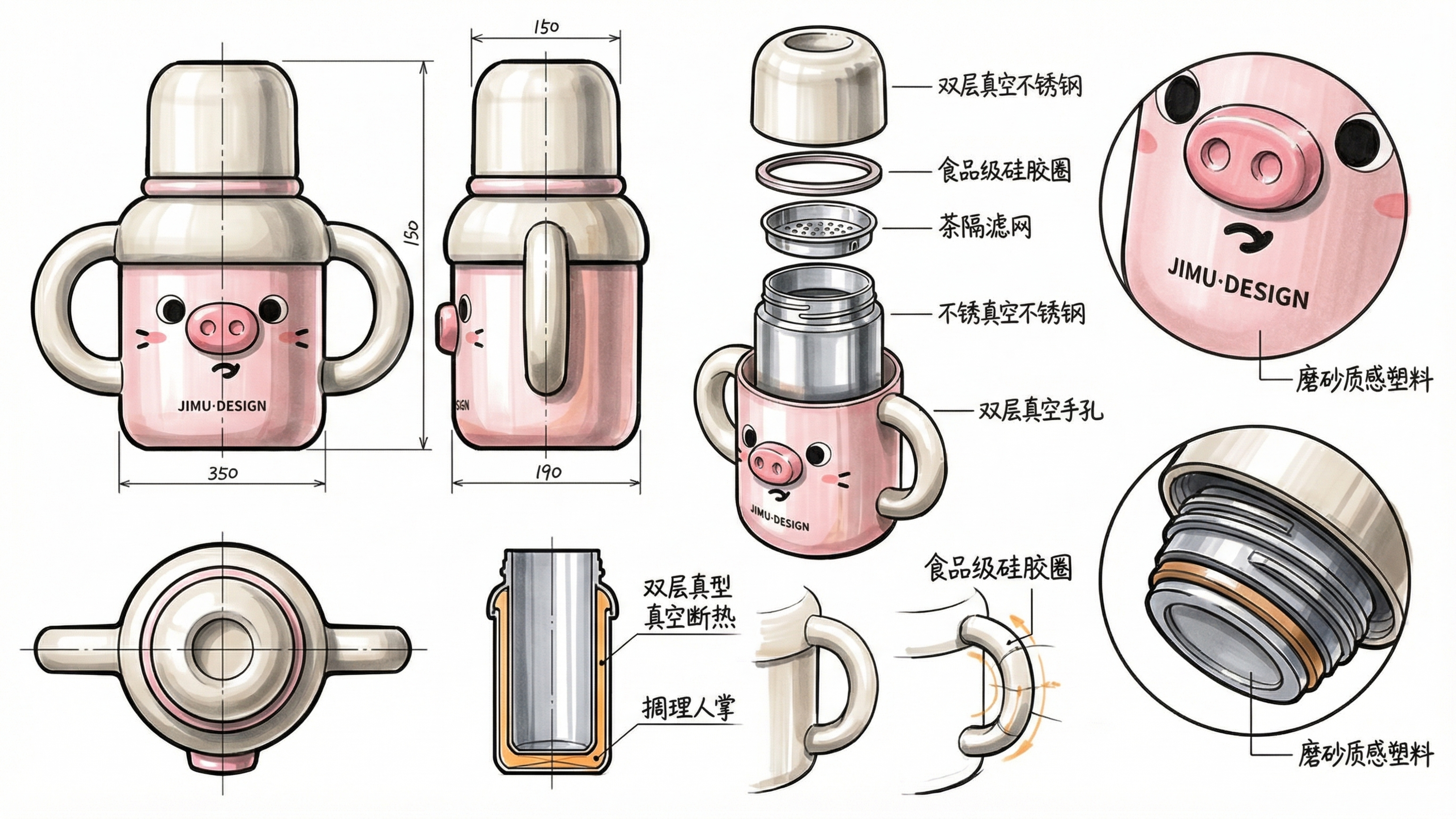 Water cup，vacuum cup，product design，Mother baby design，