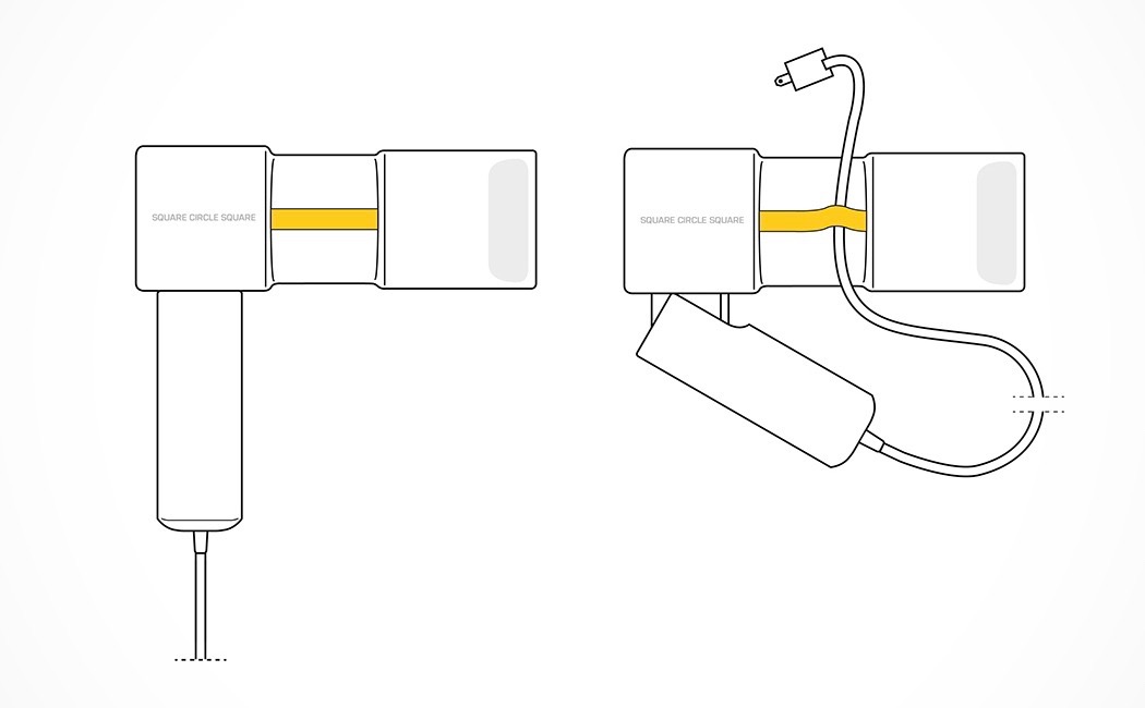 white，black，an electric appliance，SQUARE CIRCLE，hair drier，