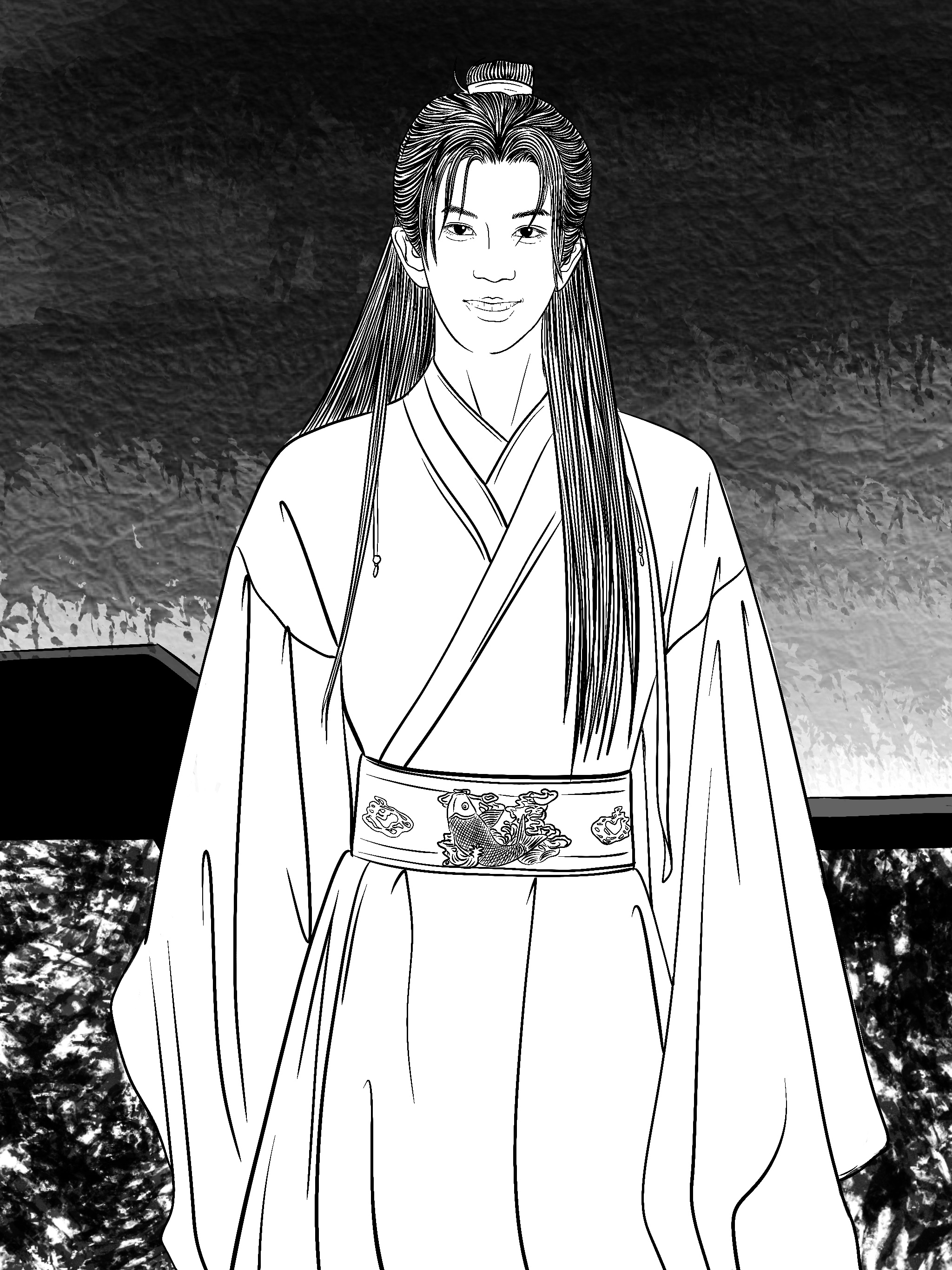 painting，Line drawing，Meng Meng，