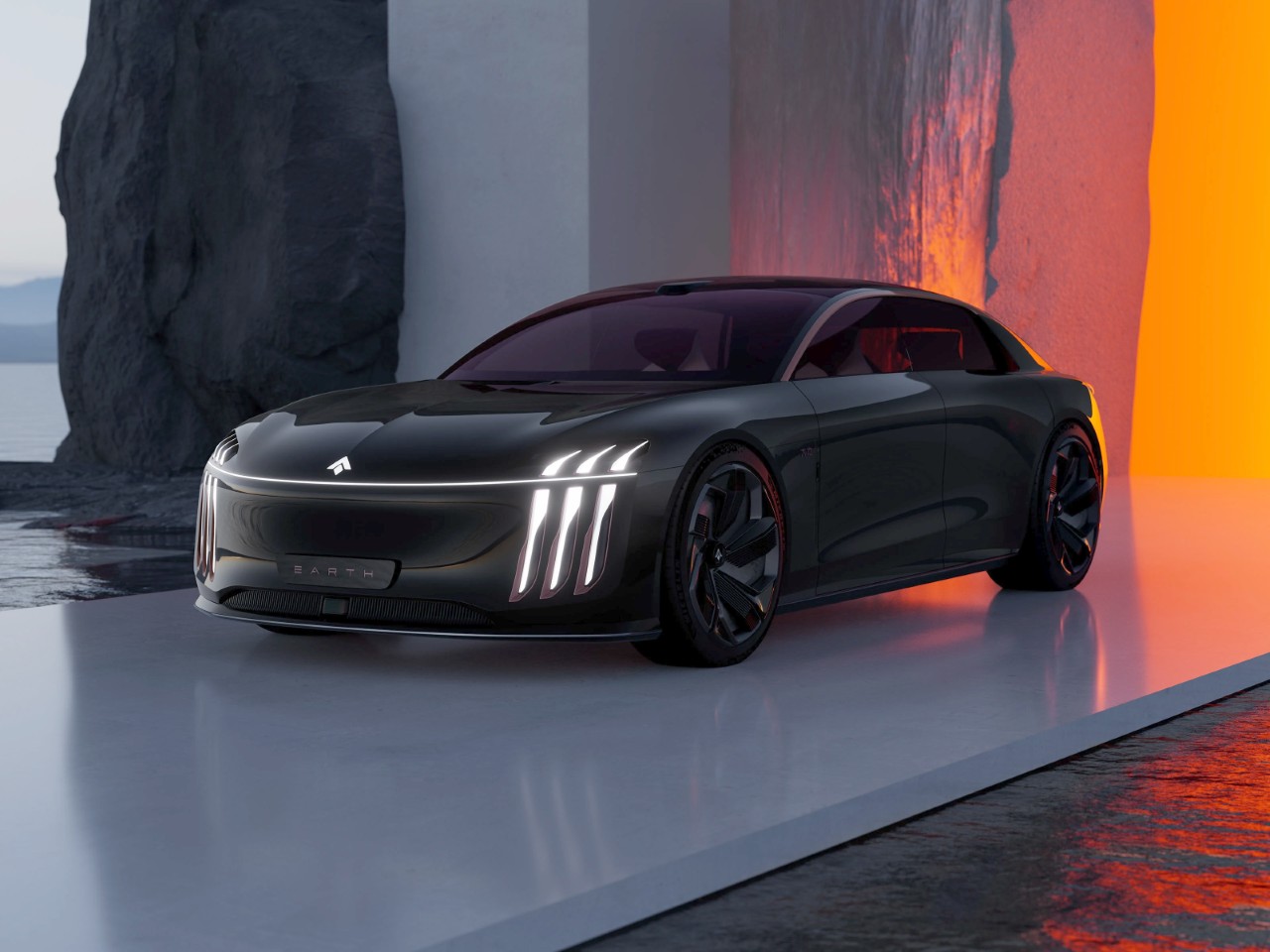 organic aesthetics，Hyptec Earth，Concept electric car，Sustainable design，Matte texture，