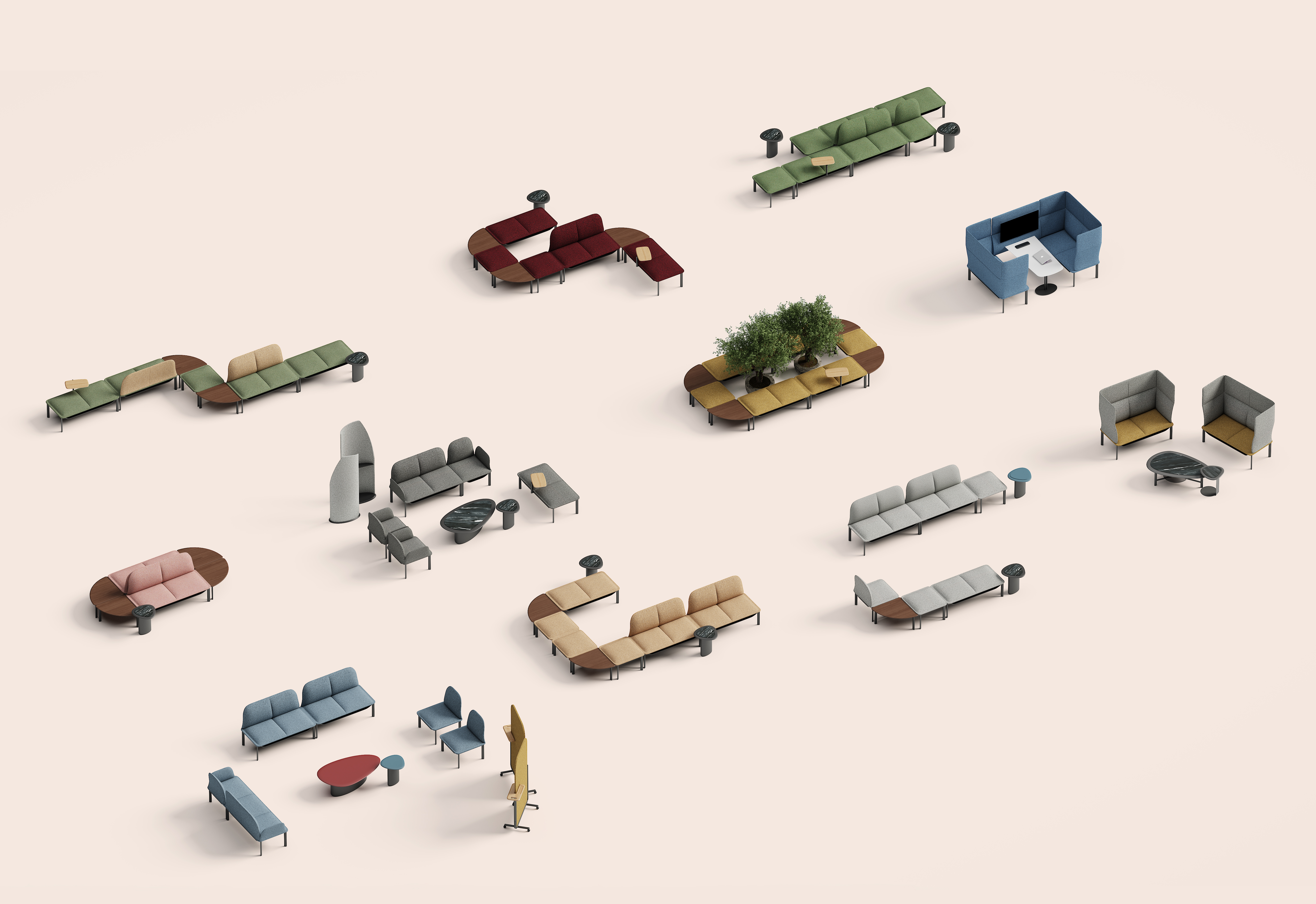 Kathy, collaboration, public leisure, sofa, Yu-room design，