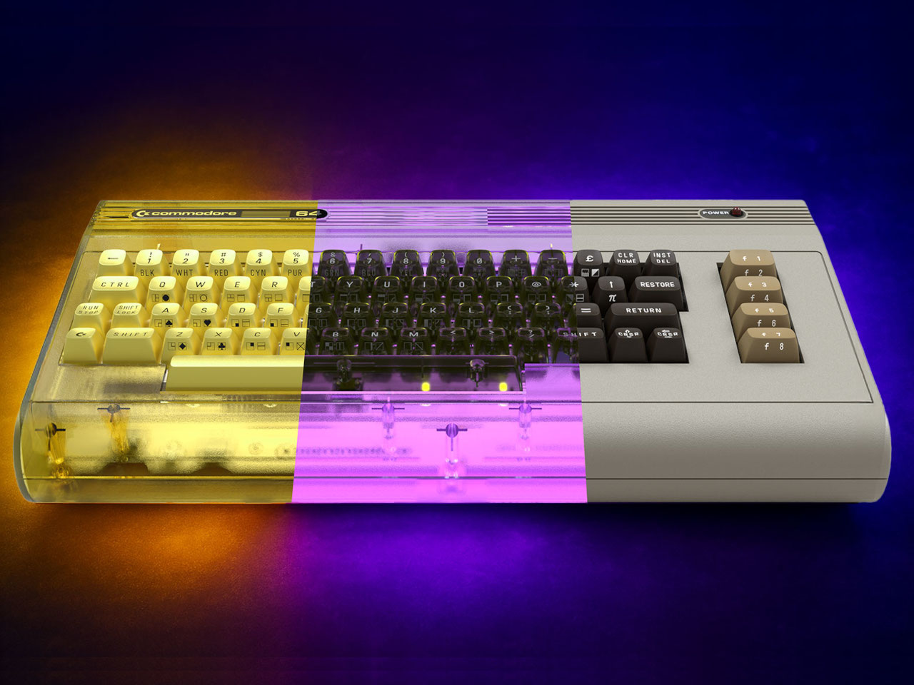 Commodore 64 Ultimat，Limited Neon Edition，Gold-plated shell，Light effect out of the box，
