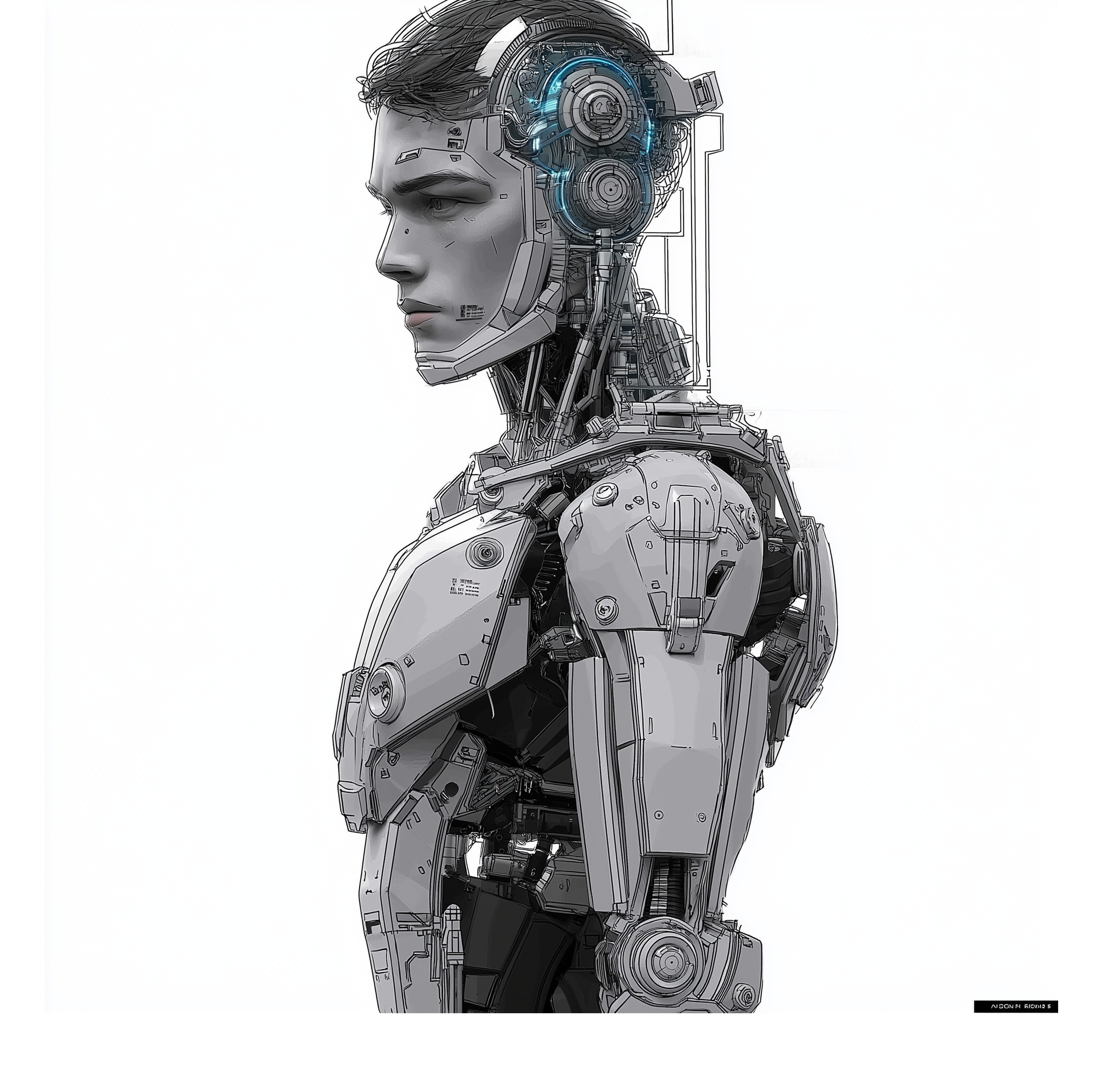 Cyberpunk, mechanical humanoid, futuristic technology, righteous design,，
