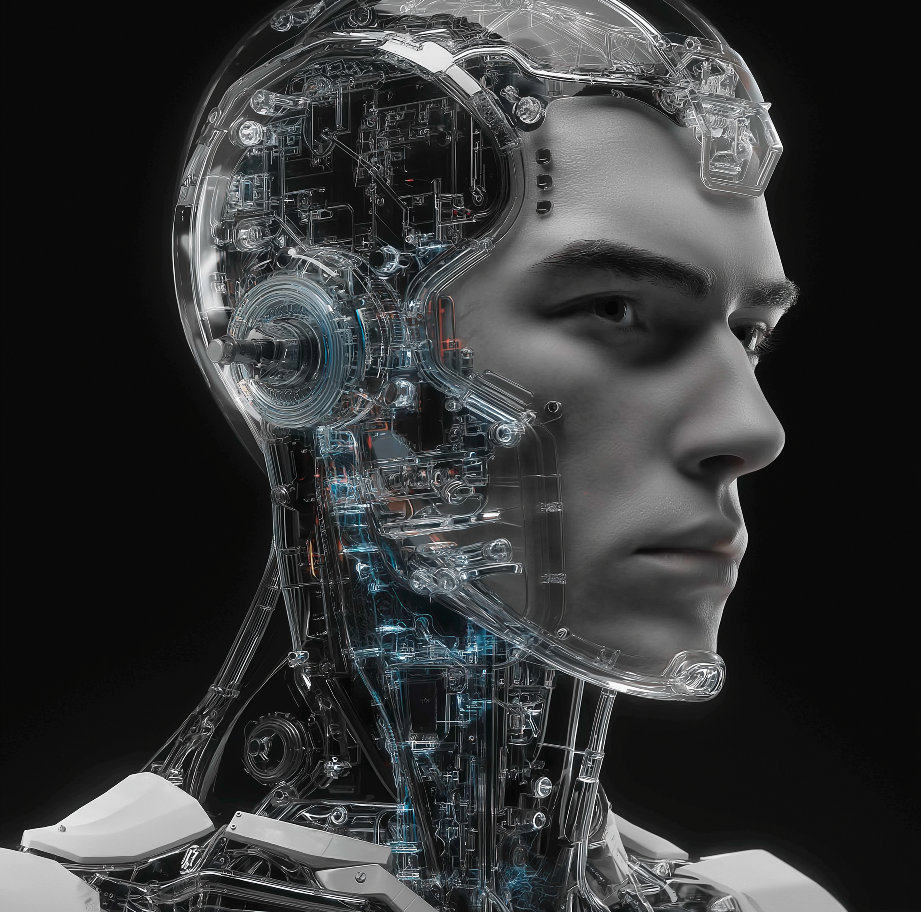 Cyberpunk, mechanical humanoid, futuristic technology, righteous design,，