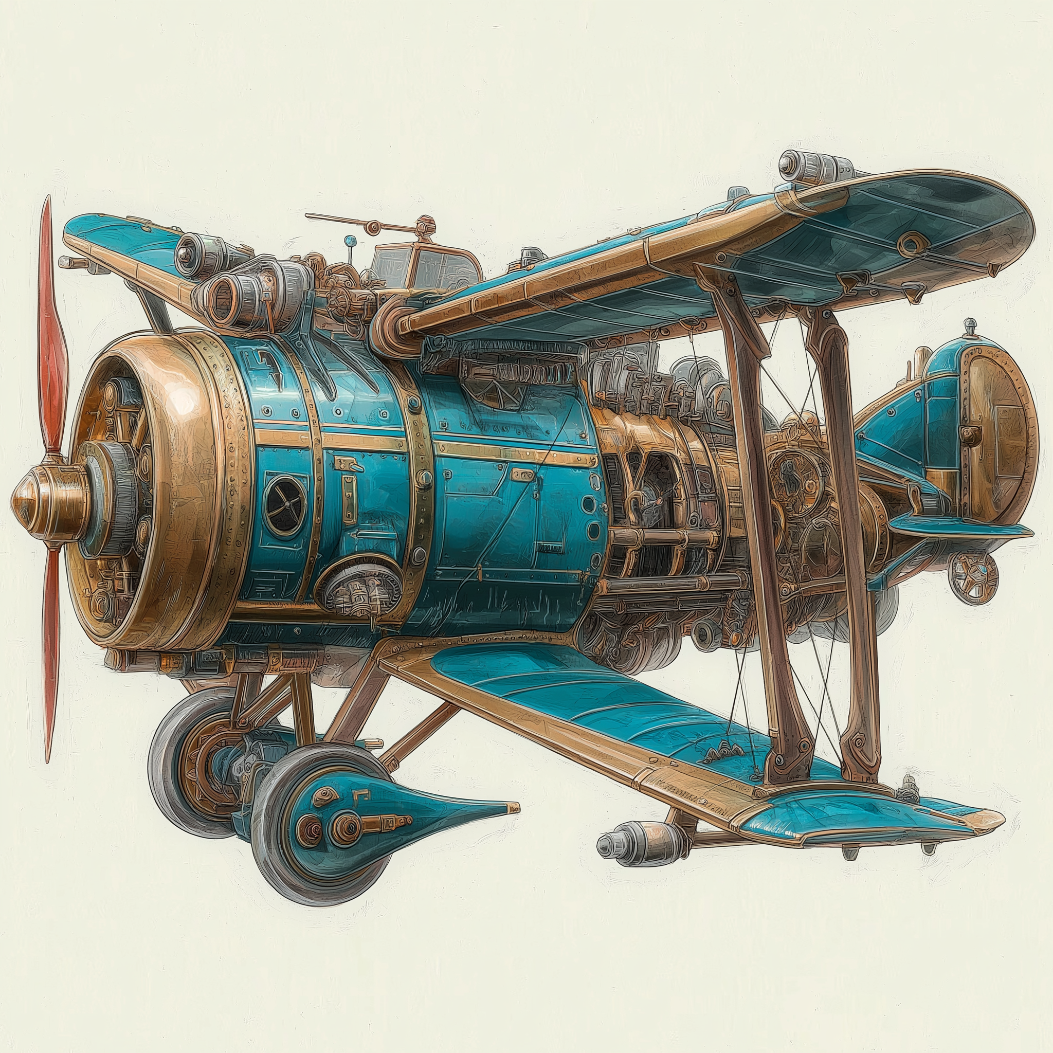 steampunk, retro aircraft, concept design, mechanical aesthetics,，