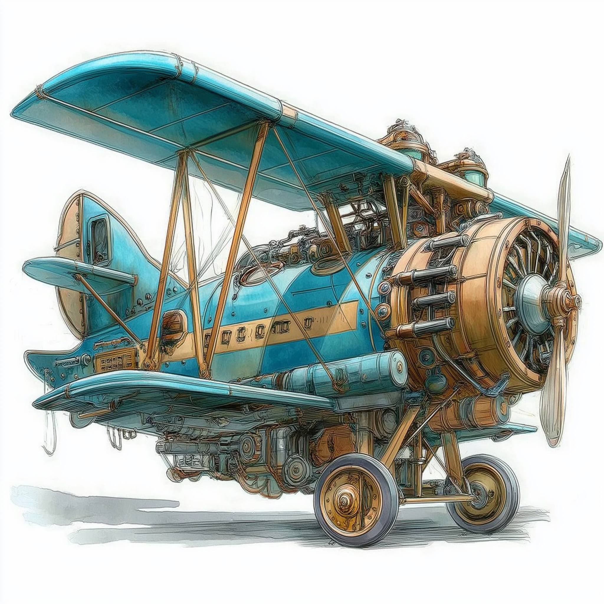 steampunk, retro aircraft, concept design, mechanical aesthetics,，
