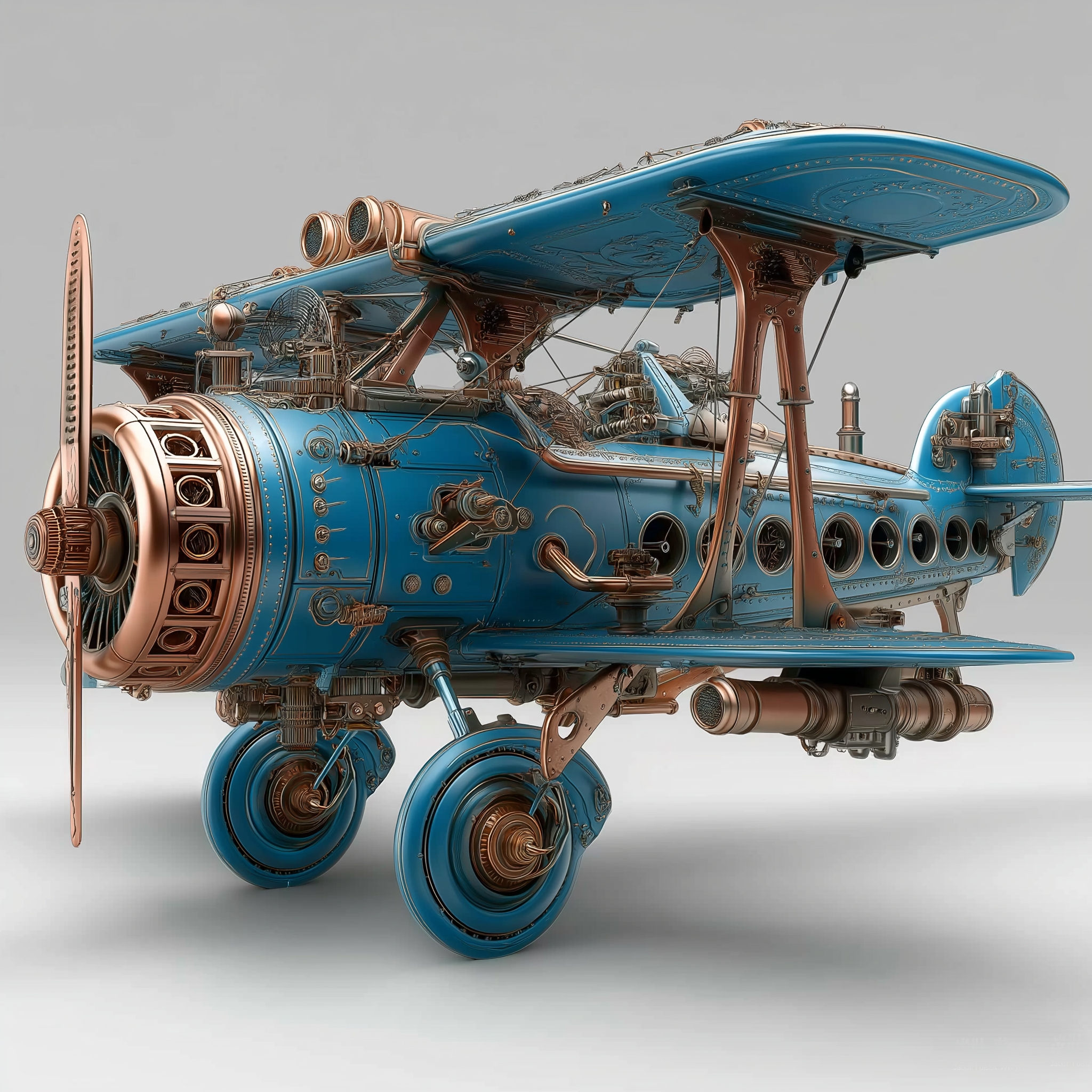 "Copper and Blue Reverse Wings": Highlight the Copper and Blue Color Matching and Friends of Aircraft，