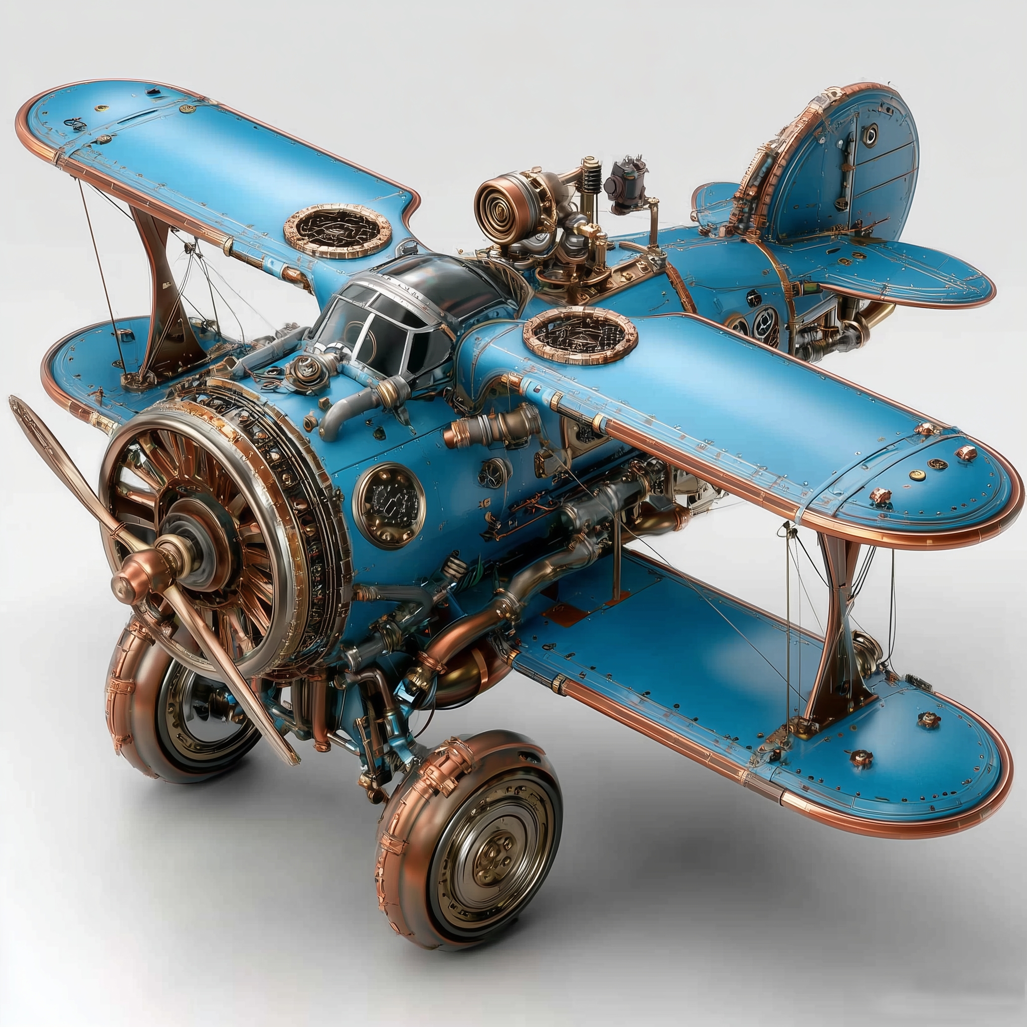 "Copper and Blue Reverse Wings": Highlight the Copper and Blue Color Matching and Friends of Aircraft，