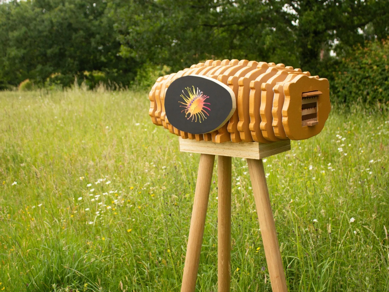 Seed Stories，Public art ，Bamboo frame，natural beehive，beeswax，