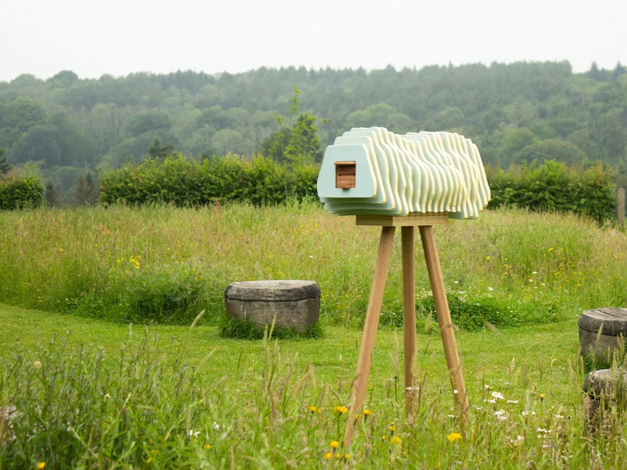 Seed Stories，Public art ，Bamboo frame，natural beehive，beeswax，