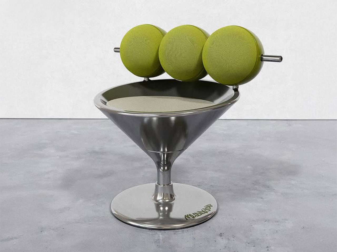 Martini styling，Cocktail chair，Quirky，Stainless Steel Chair，Artwork，