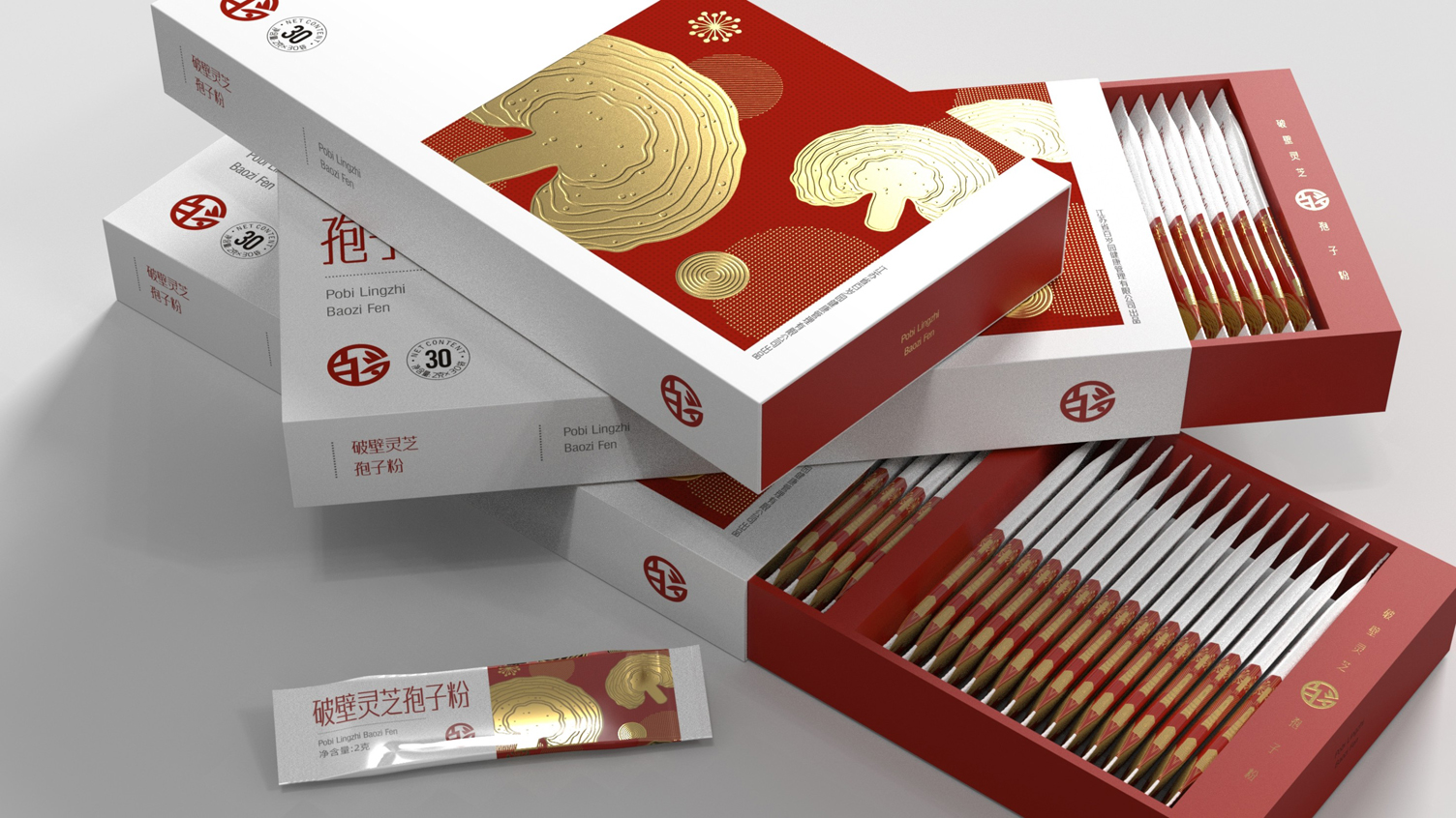 Packaging of broken wall Ganoderma lucidum spore powder，Health care gift box packaging design，