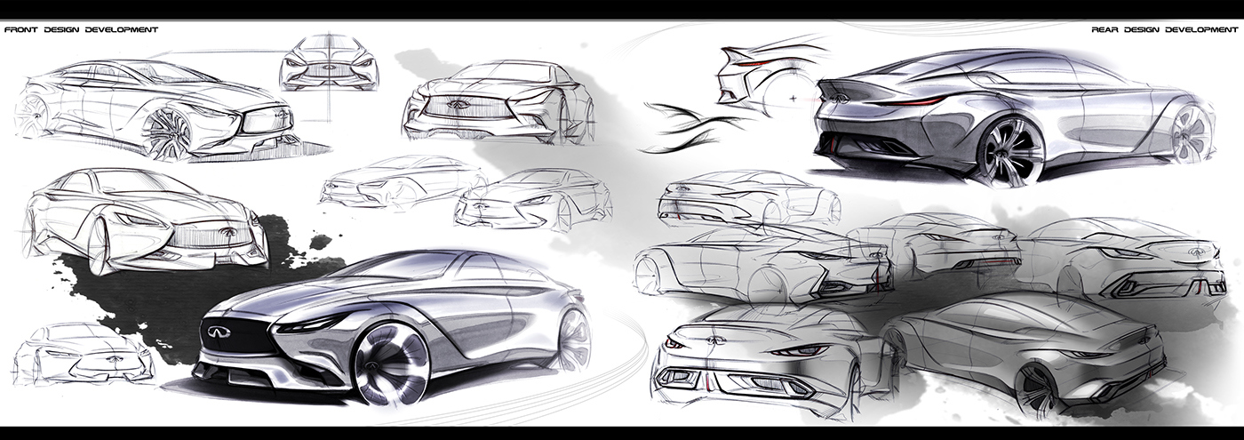 Infiniti，concept，Hand drawn，industrial design，Automobile design，