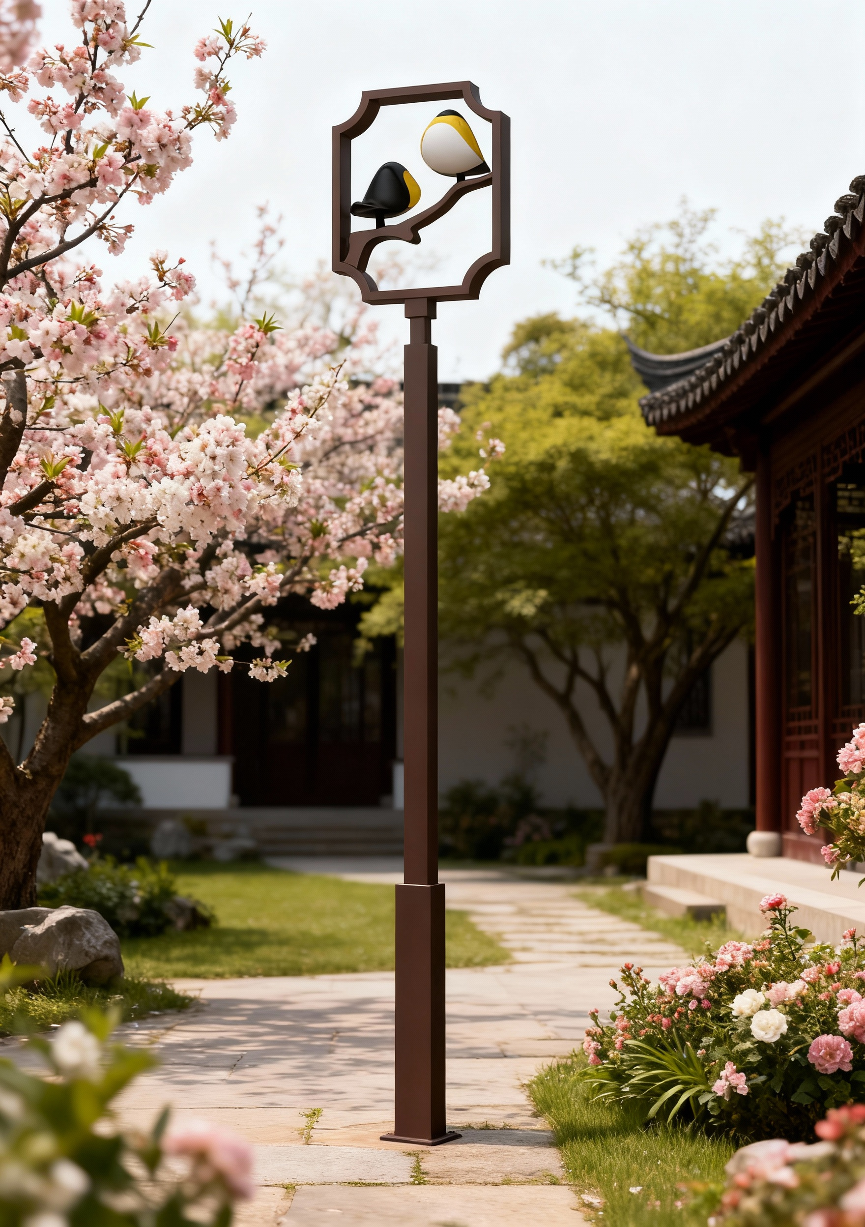 Lamp design，ai，Courtyard lamp，3D modeling，design sketch，street lamp，Outdoor lighting，Brightening，