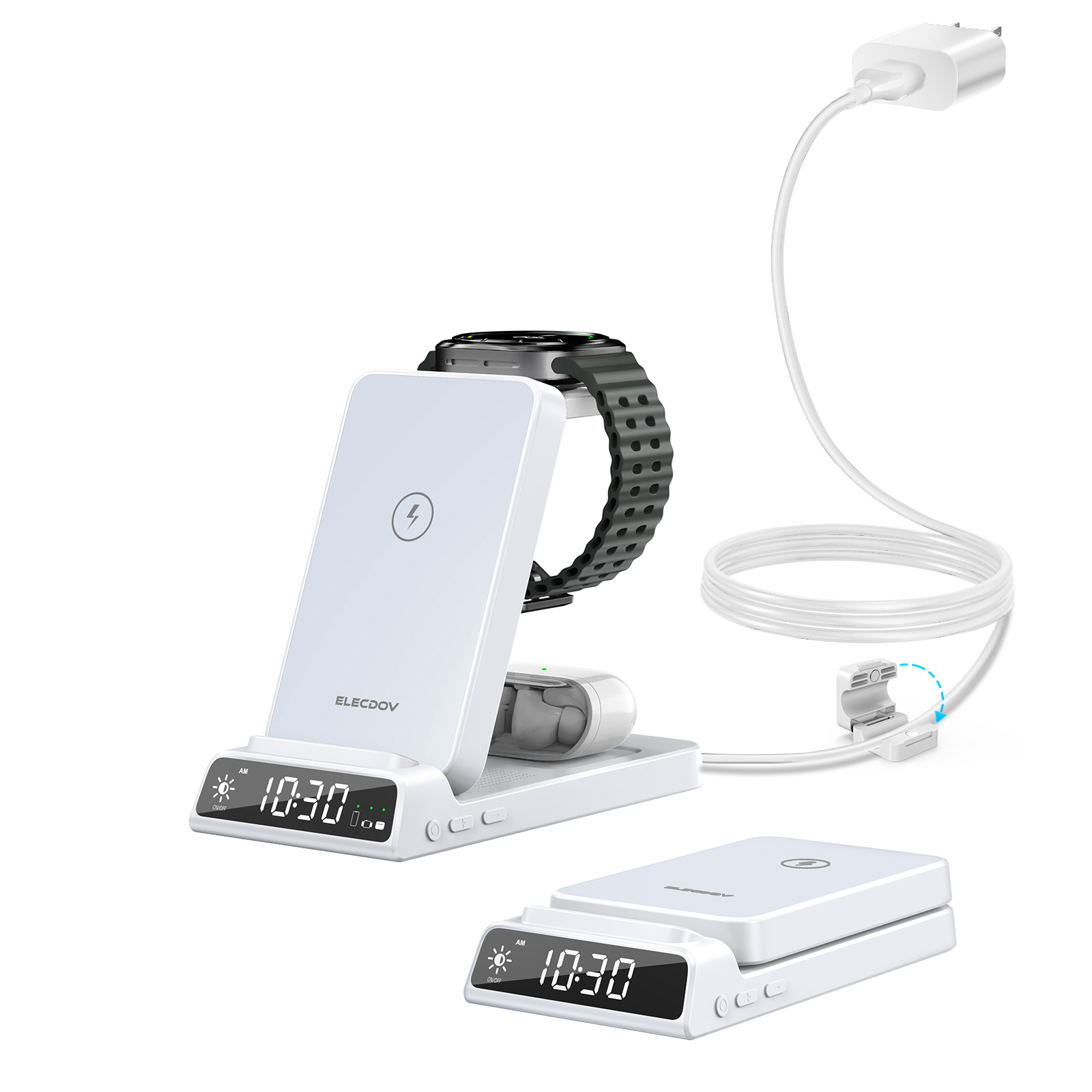 product design，Wireless charging，Clock，Three in one，