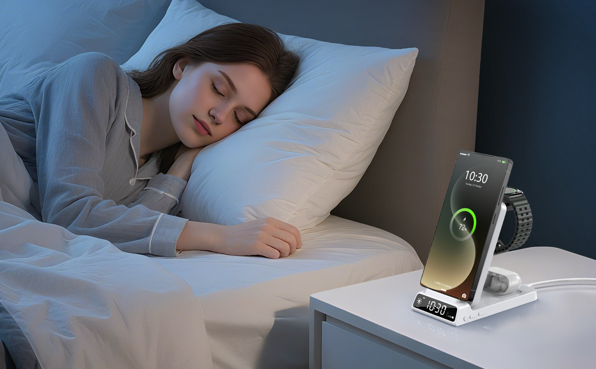 product design，Wireless charging，Clock，Three in one，