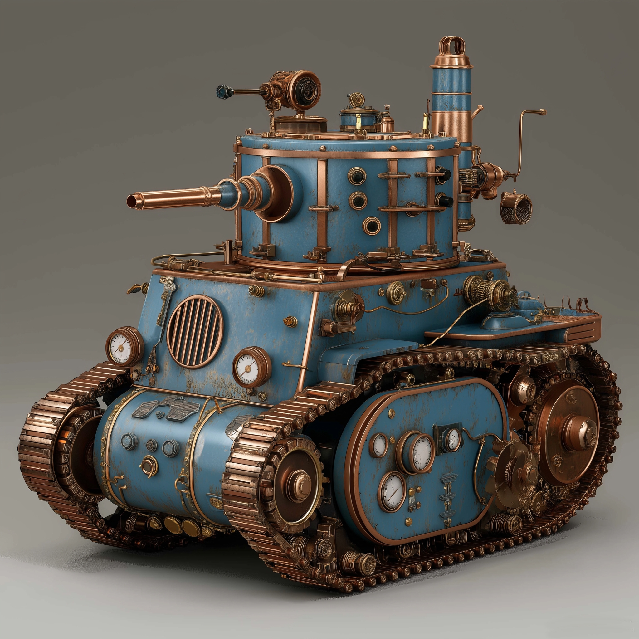 Steampunk Tank Model Mechanical Aesthetics Retro Industrial，
