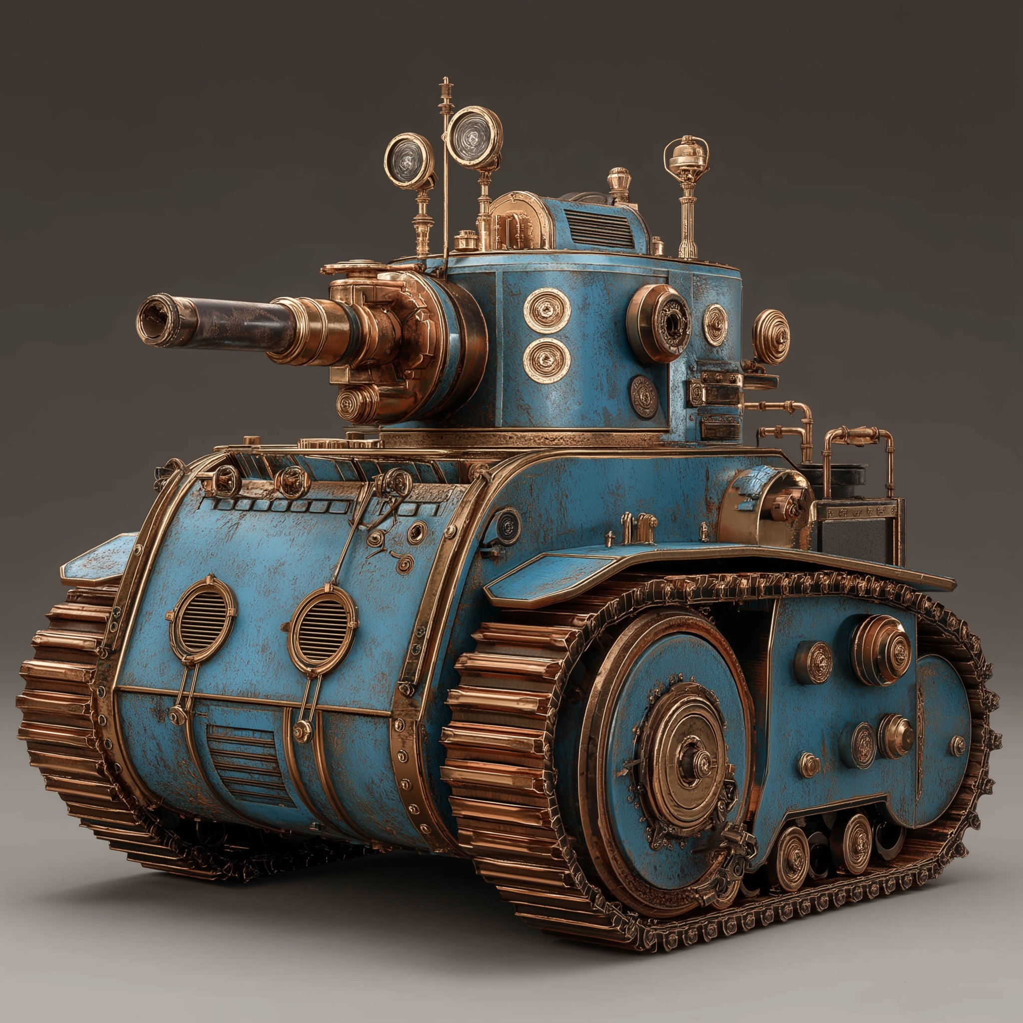 Steampunk Tank Model Mechanical Aesthetics Retro Industrial，